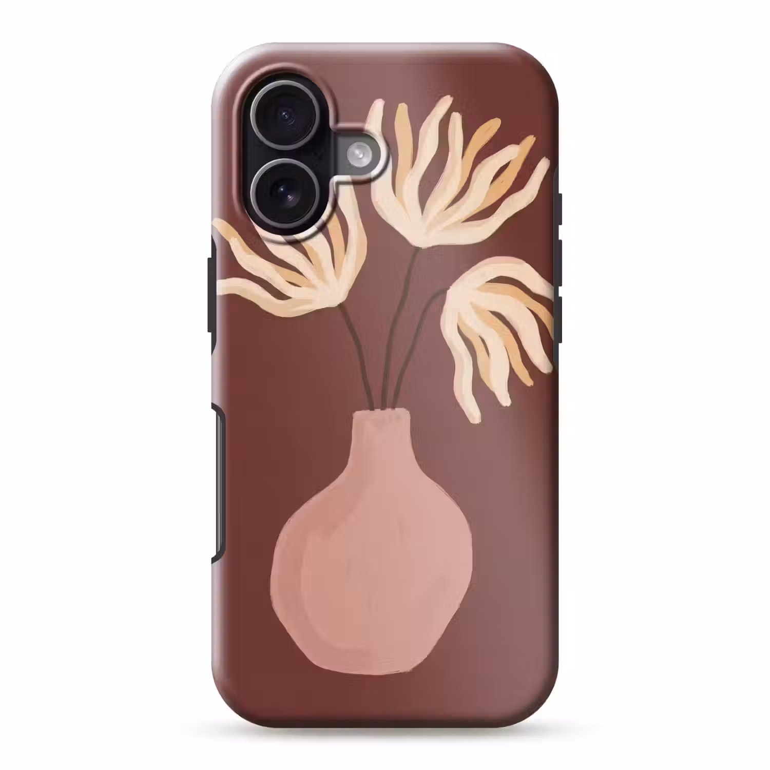Bloemen - Vaas - Abstract - Modern - Aardetinten Toughcase MagSafe Apple iPhone 17 klein -3d