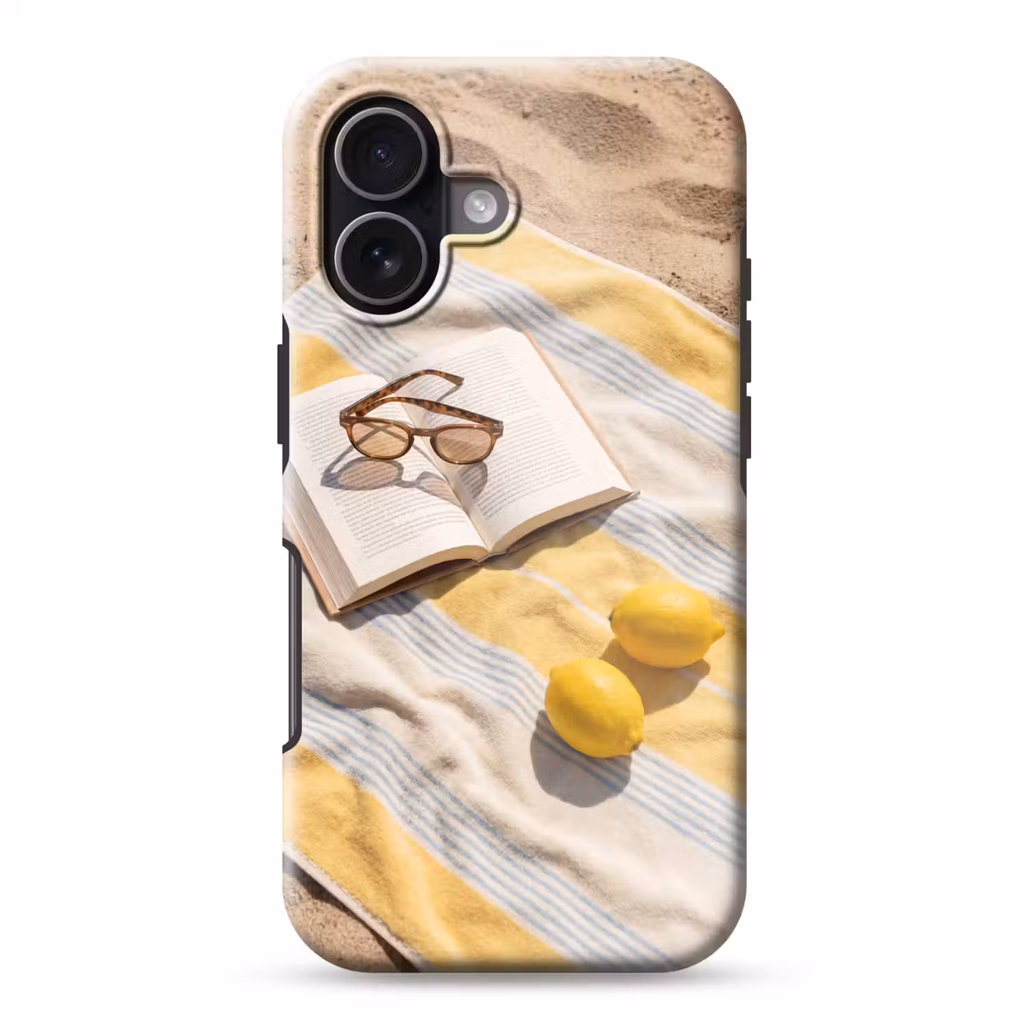 Boek - Zonnebril - Strand - Zomer - Geel Toughcase MagSafe Apple iPhone 17 klein -3d