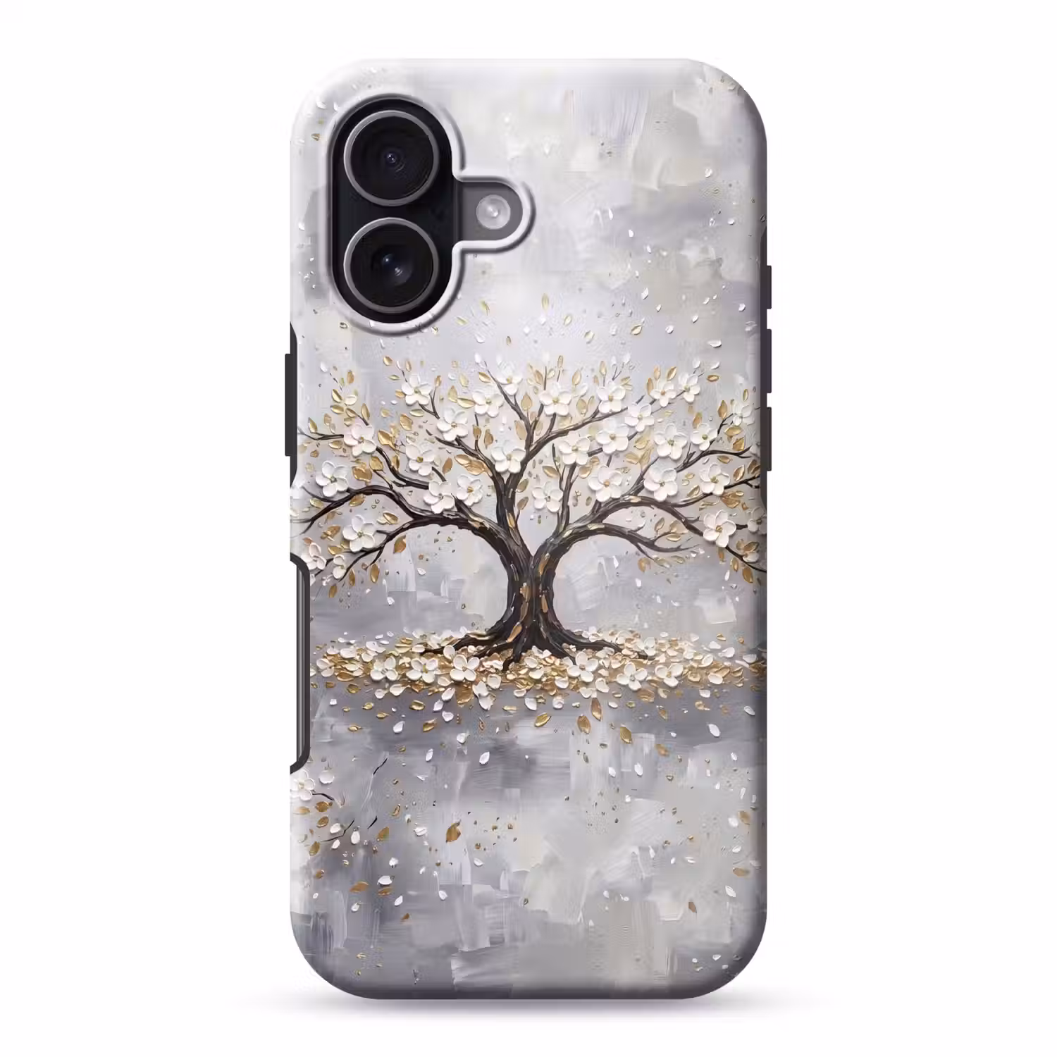 Boom - Bloemen - Natuur - Abstract - Wit Toughcase MagSafe Apple iPhone 17 klein -3d