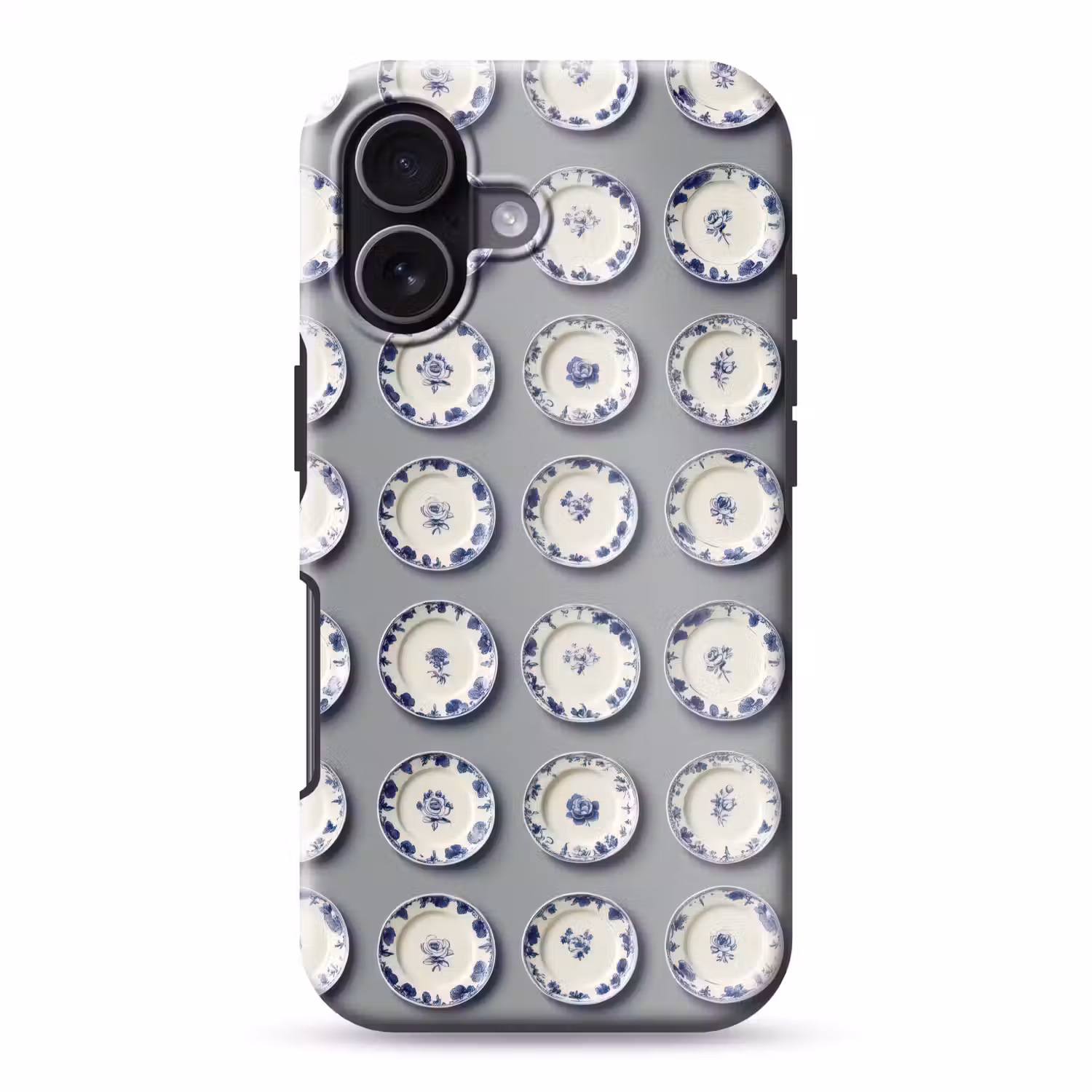 Borden - Bloemen - Blauw - Wit Toughcase MagSafe Apple iPhone 17 klein 1017 -3d