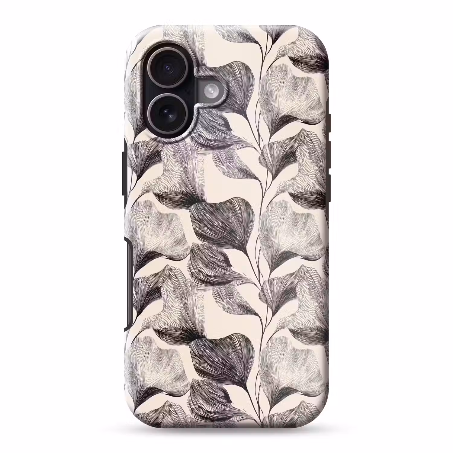 Botanisch - Bladeren - Zwart Toughcase MagSafe Apple iPhone 17 klein 1017 -3d