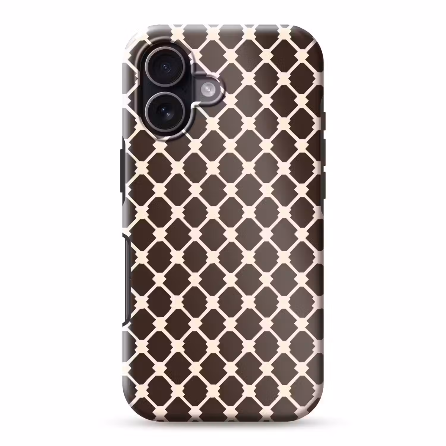 Bruin - Ruitpatroon - Geometrisch Toughcase MagSafe Apple iPhone 17 klein 1017 -3d