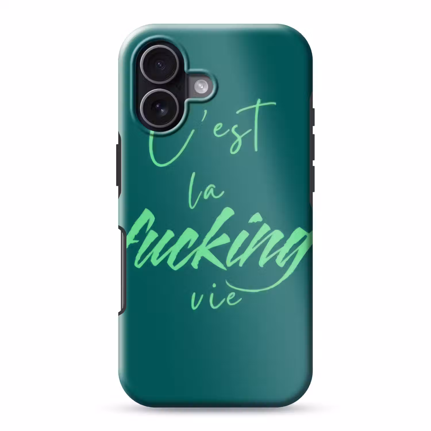 c'est la fucking vie - Groen - Handgeschreven Toughcase MagSafe Apple iPhone 17 klein -3d