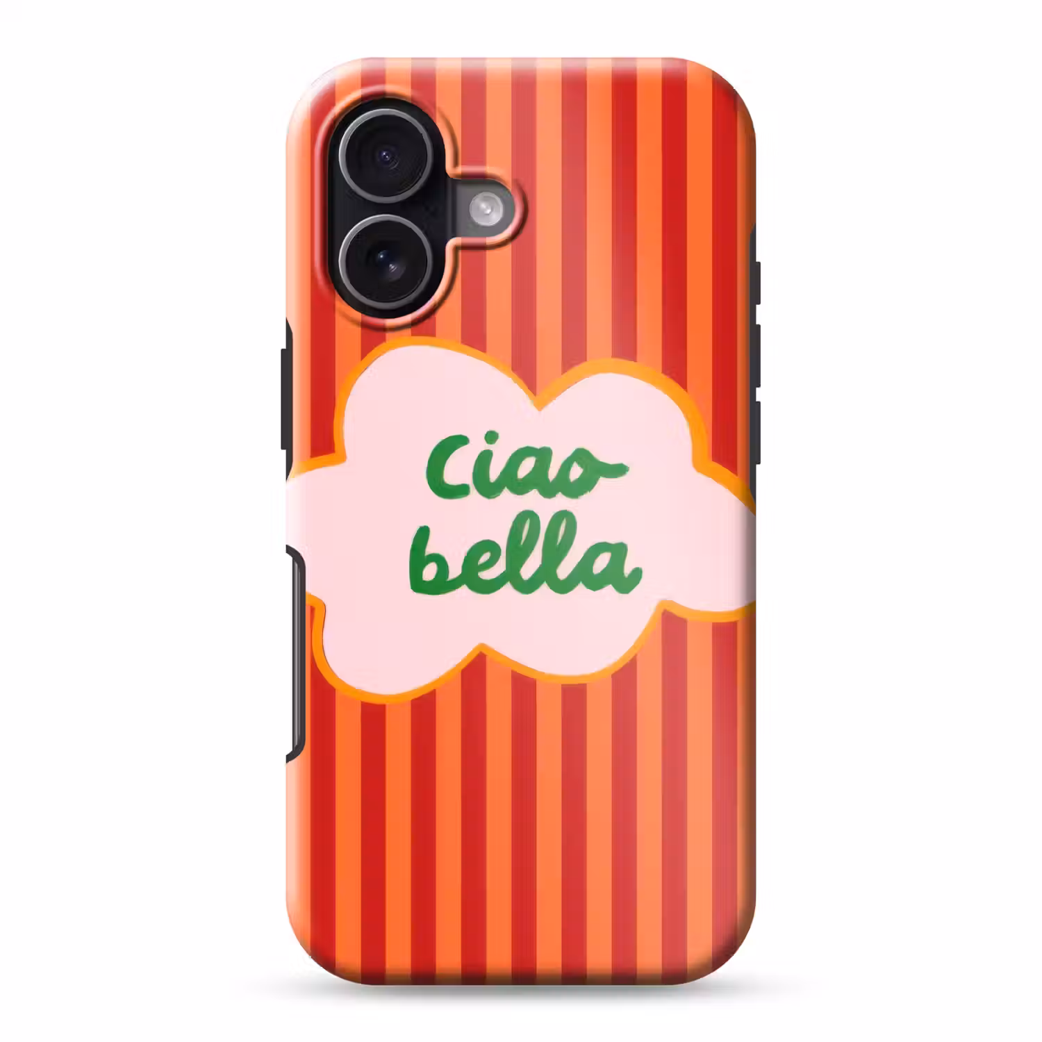 Ciao bella - Tekstwolk - Strepen - Oranje Toughcase MagSafe Apple iPhone 17 klein -3d