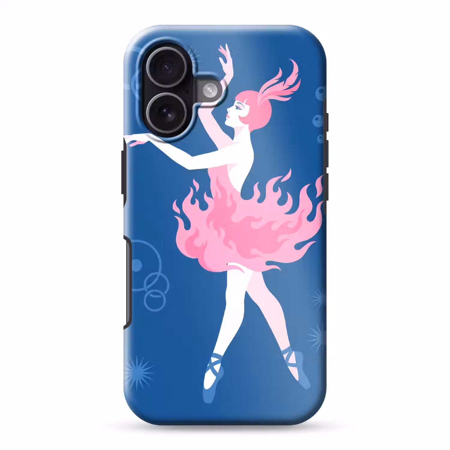 Danseres - Vlammenrok - Abstract - Roze - Blauw Toughcase MagSafe Apple iPhone 17 klein -3d