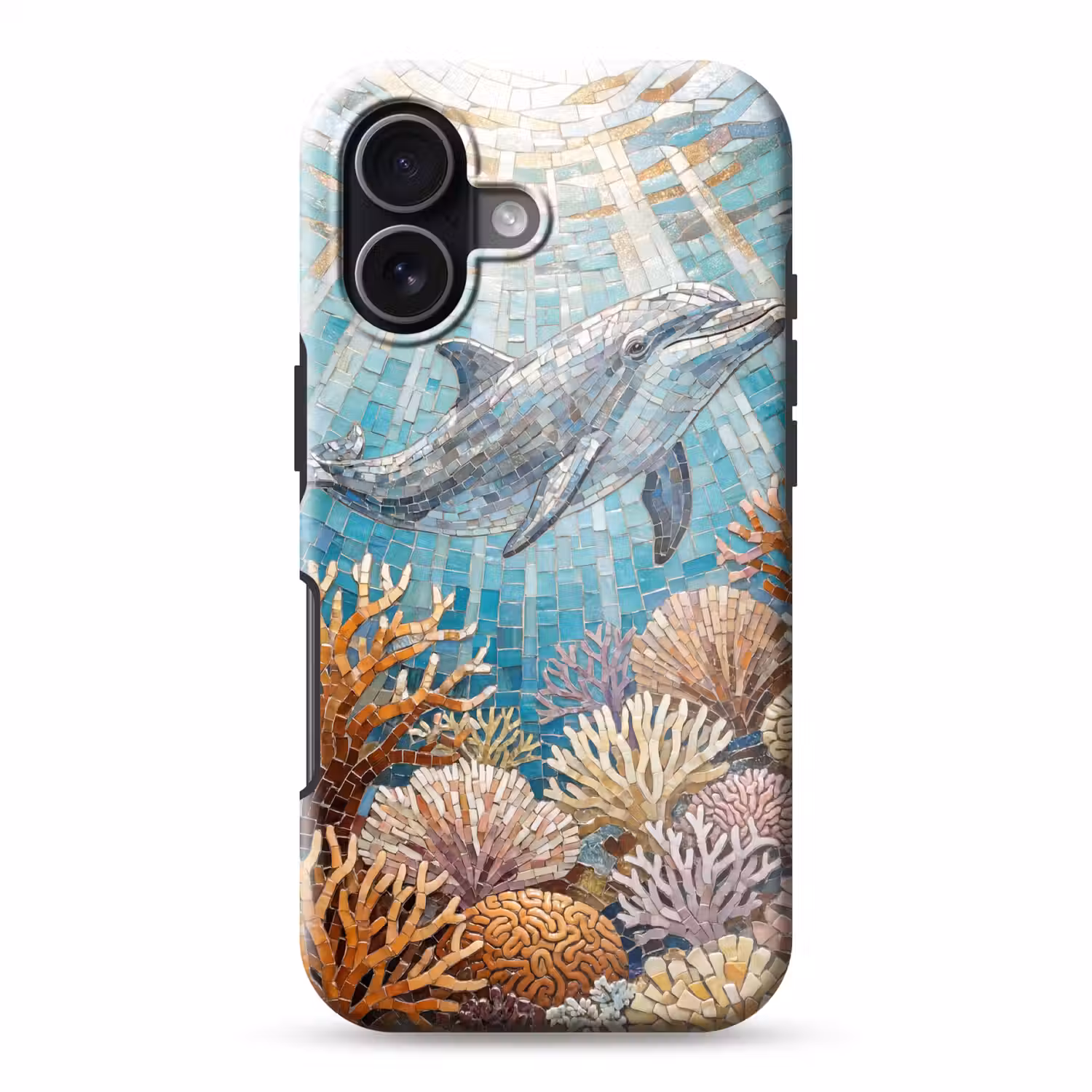 Dieren - Mozaïek - Oceaan - Koraal - Blauw Toughcase MagSafe Apple iPhone 17 klein -3d