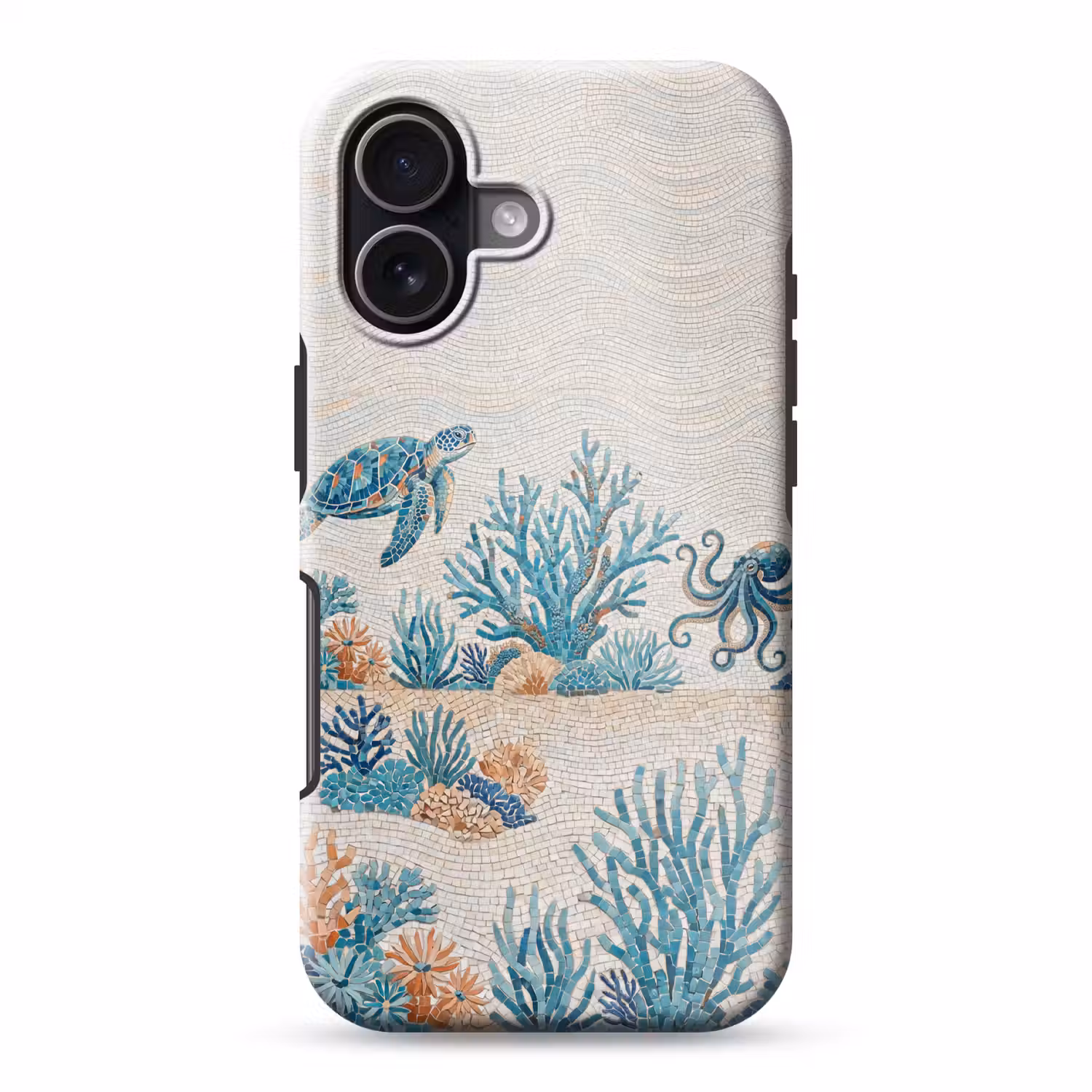 Dieren - Onderwater - Natuur - Mozaïek - Blauw Toughcase MagSafe Apple iPhone 17 klein -3d