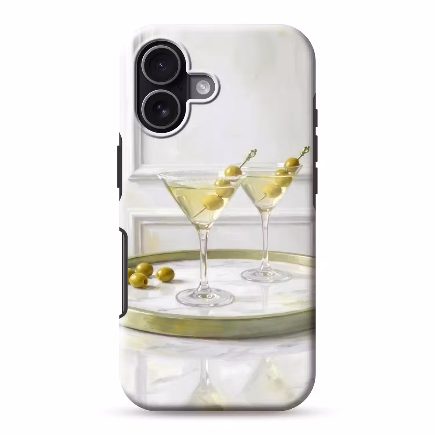 Drank - Martini - Olijven - Modern - Wit Toughcase MagSafe Apple iPhone 17 klein -3d