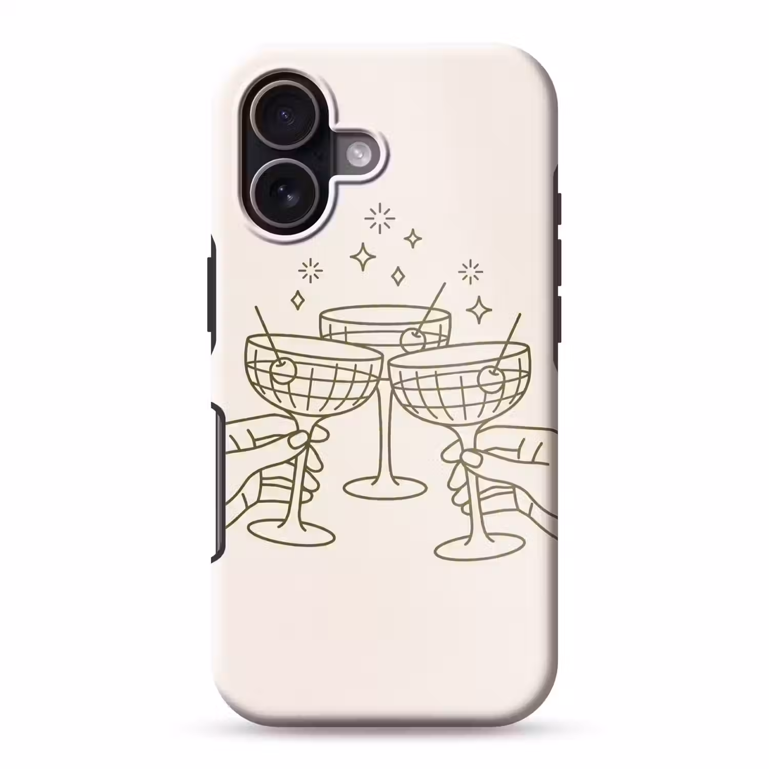 Drankjes - Feest - Proosten - Minimalistisch - Groen Toughcase MagSafe Apple iPhone 17 klein -3d
