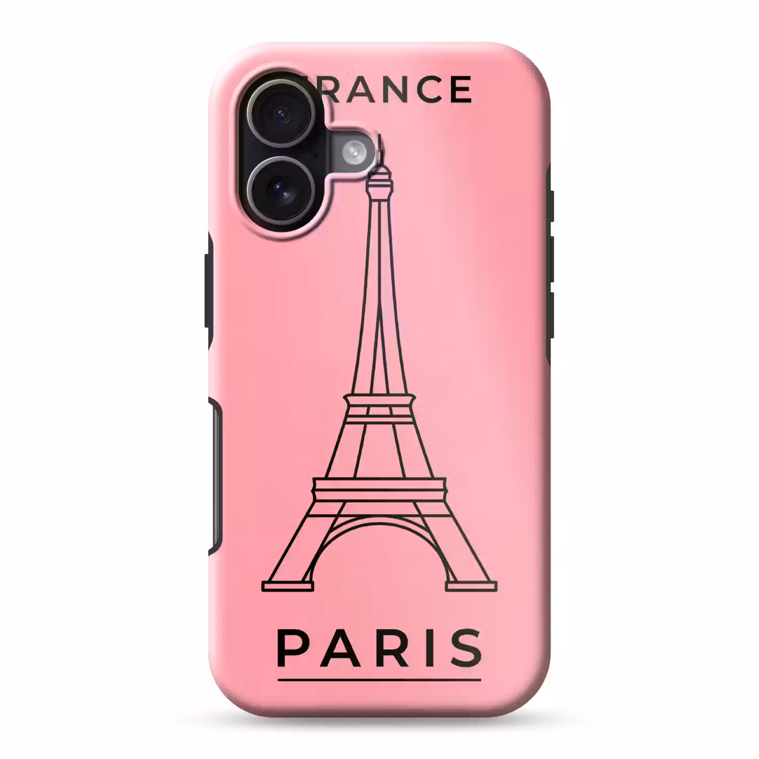 Eiffeltoren - Parijs - Architectuur - Minimalistisch - Roze Toughcase MagSafe Apple iPhone 17 klein -3d