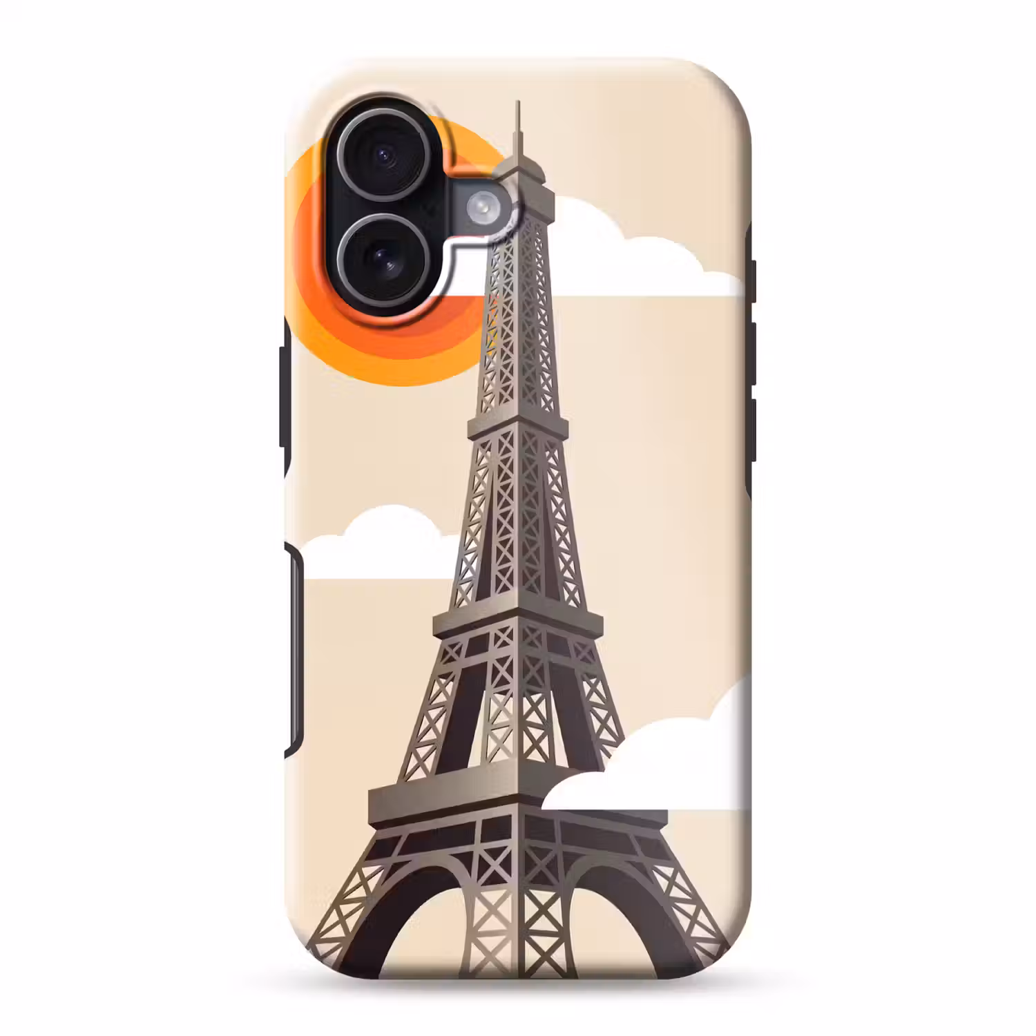 Eiffeltoren - Zon - Architectuur - Abstract - Beige Toughcase MagSafe Apple iPhone 17 klein -3d