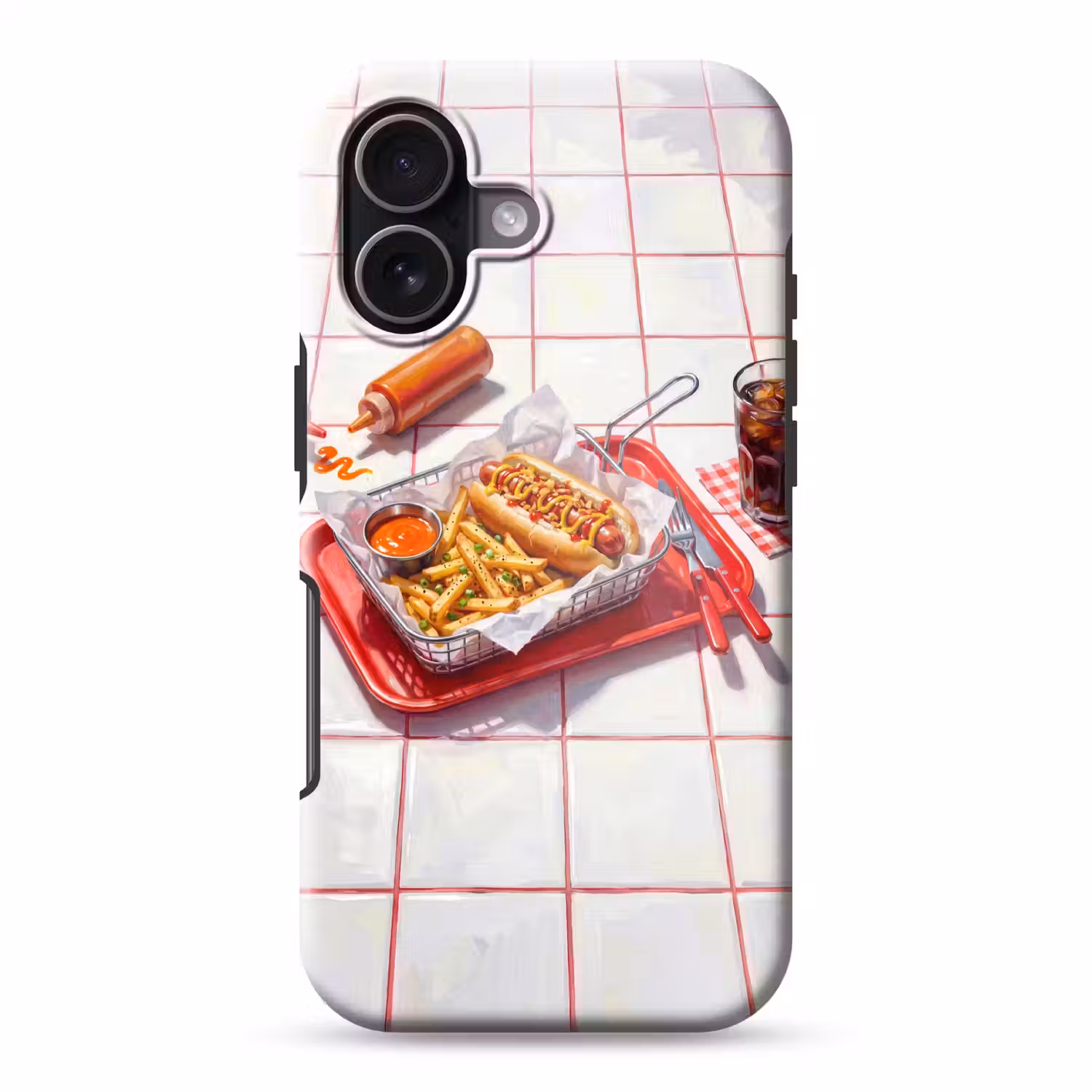 Eten - Hotdog - Fastfood - Modern - Rood Toughcase MagSafe Apple iPhone 17 klein -3d