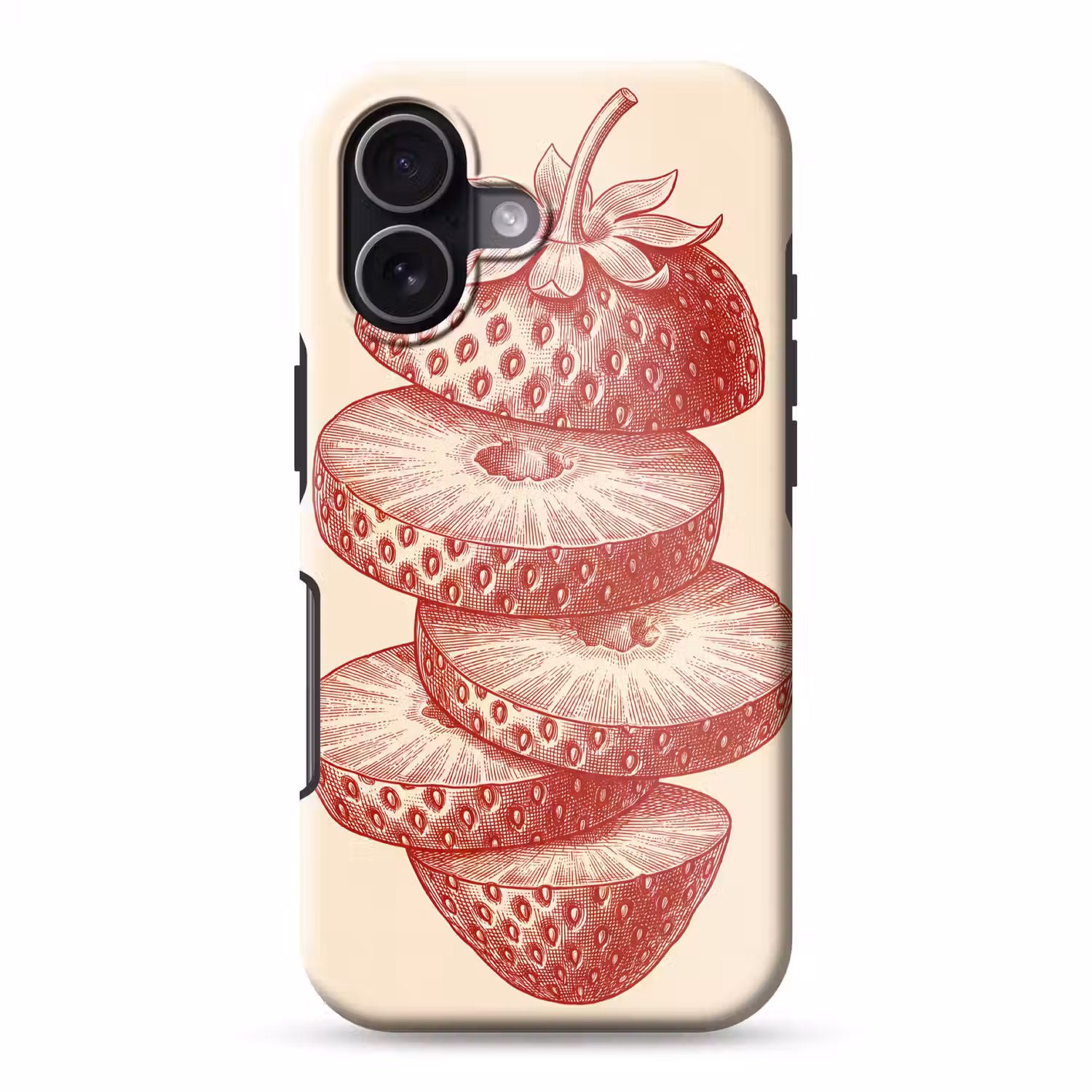 Fruit - Gesneden - Illustratie - Rood - Vintage Toughcase MagSafe Apple iPhone 17 klein -3d