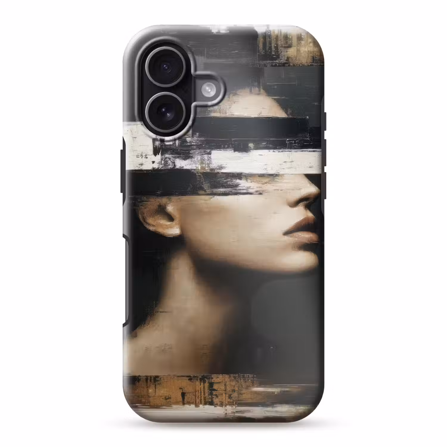 Gezicht - Vrouw - Zwart - Abstract Toughcase MagSafe Apple iPhone 17 klein -3d