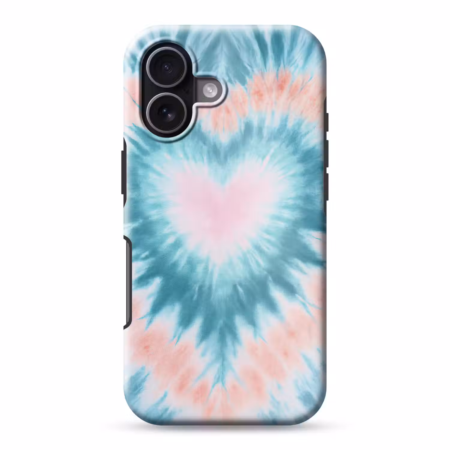 Hartvormig - Tie dye - Pasteltinten - Lichtgroen Toughcase MagSafe Apple iPhone 17 klein -3d
