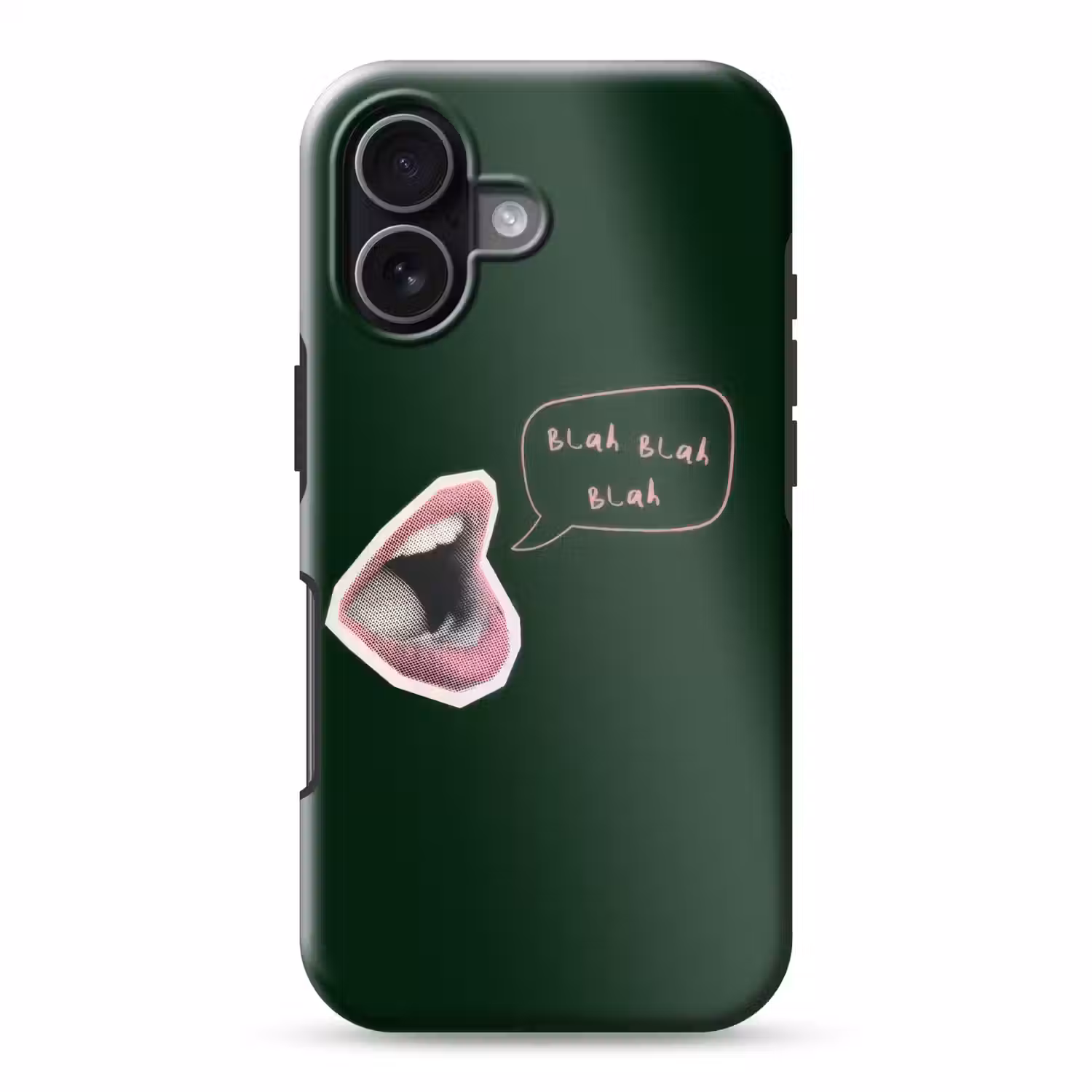 Illustratie - Mond - Donkergroen - Tekstwolkje Toughcase MagSafe Apple iPhone 17 klein -3d
