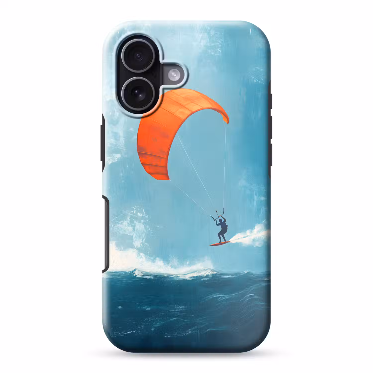Kitesurfer - Oranje - Zee - Lucht Toughcase MagSafe Apple iPhone 17 klein -3d