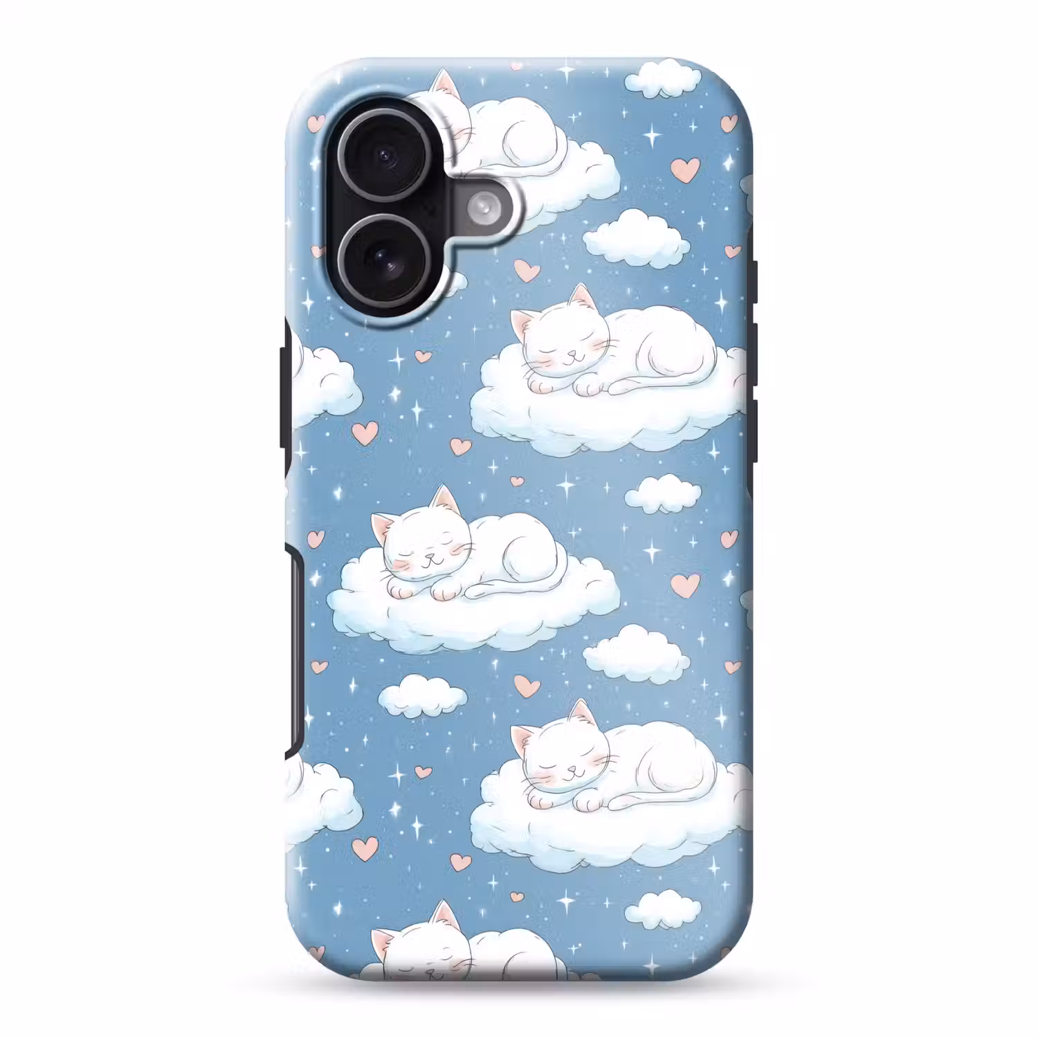 Kitten - Wolken - Blauw Toughcase MagSafe Apple iPhone 17 klein 1017 -3d