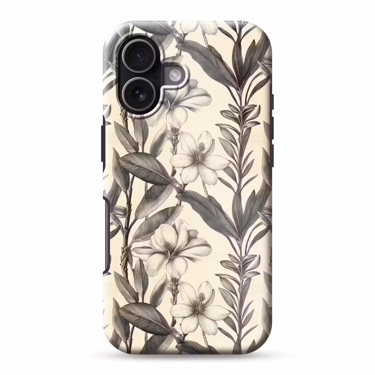 Klassiek - Botanisch - Zwart - Beige Toughcase MagSafe Apple iPhone 17 klein 1017 -3d