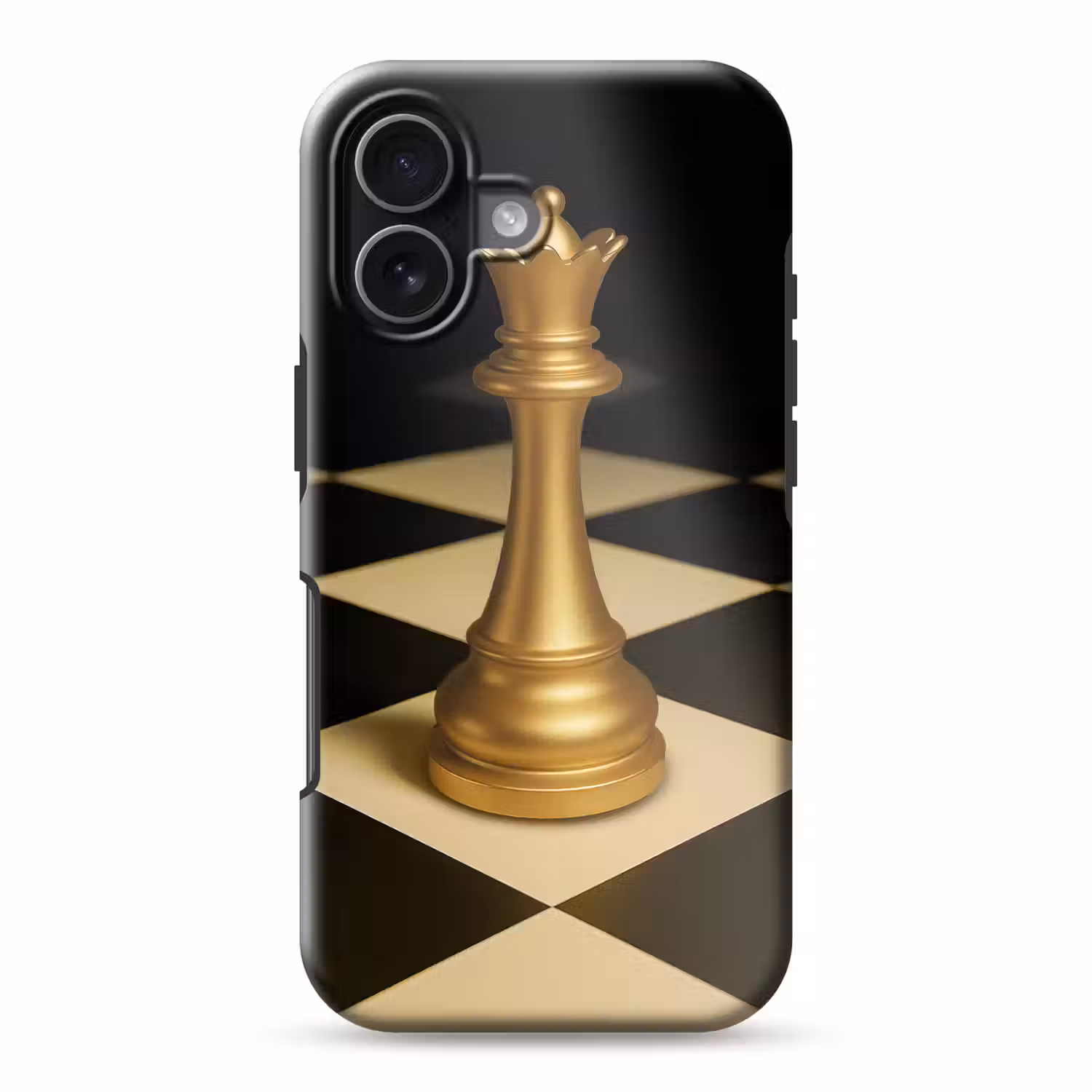 Koningin - Schaakstuk - Geblokt - Goud Toughcase MagSafe Apple iPhone 17 klein -3d