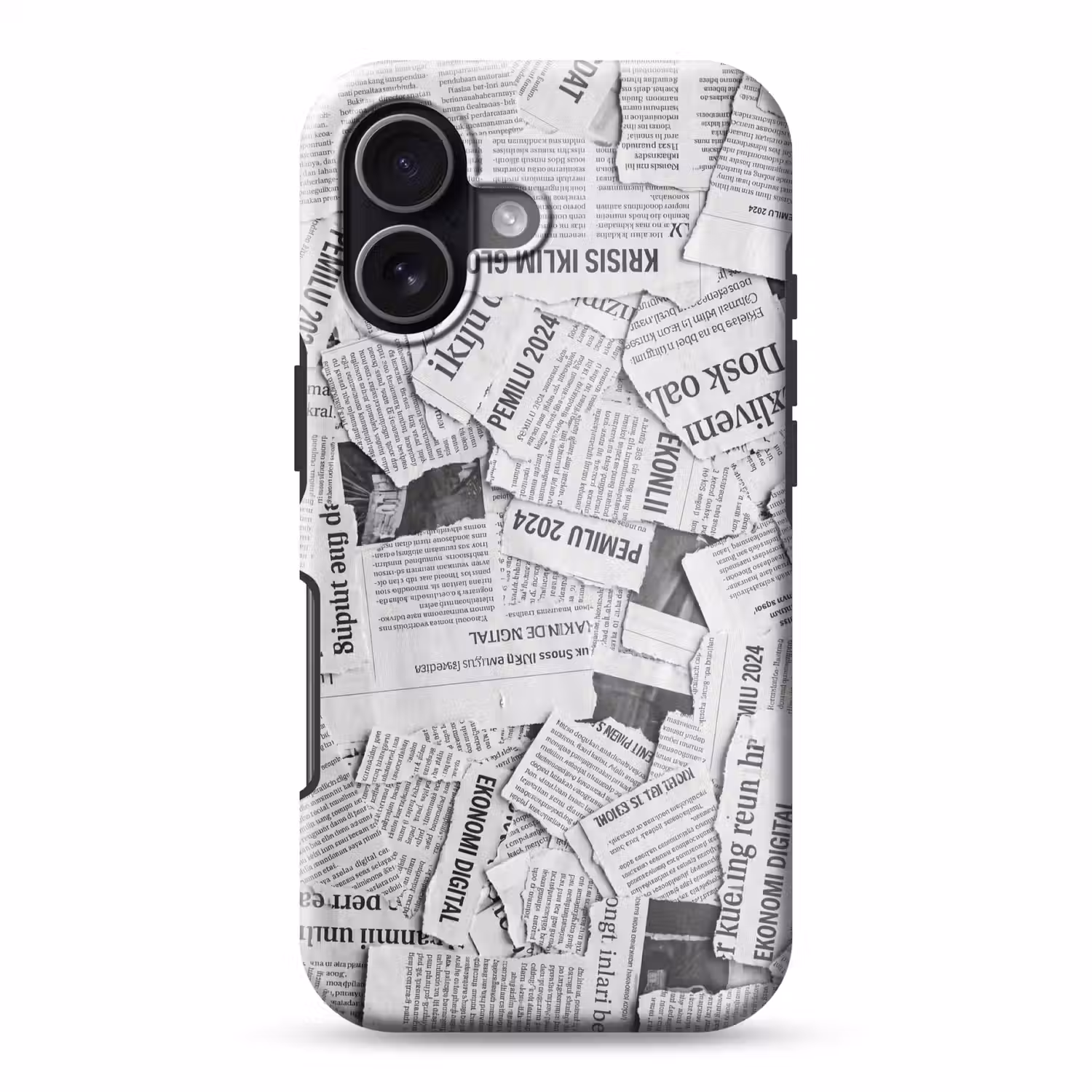 Krant - Versnipperd - Textuur - Zwart-wit - Abstract Toughcase MagSafe Apple iPhone 17 klein -3d