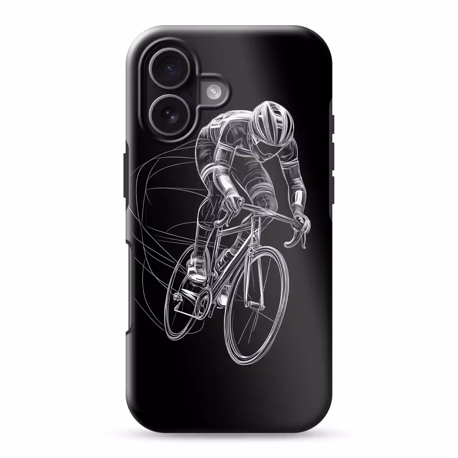 Lijntekening - Wit - Wielrennen - Snelheid Toughcase MagSafe Apple iPhone 17 klein -3d