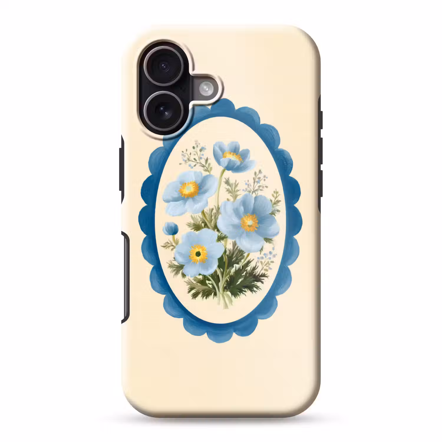 Lijst - Bloemen - Lichtblauw - Illustratie Toughcase MagSafe Apple iPhone 17 klein -3d