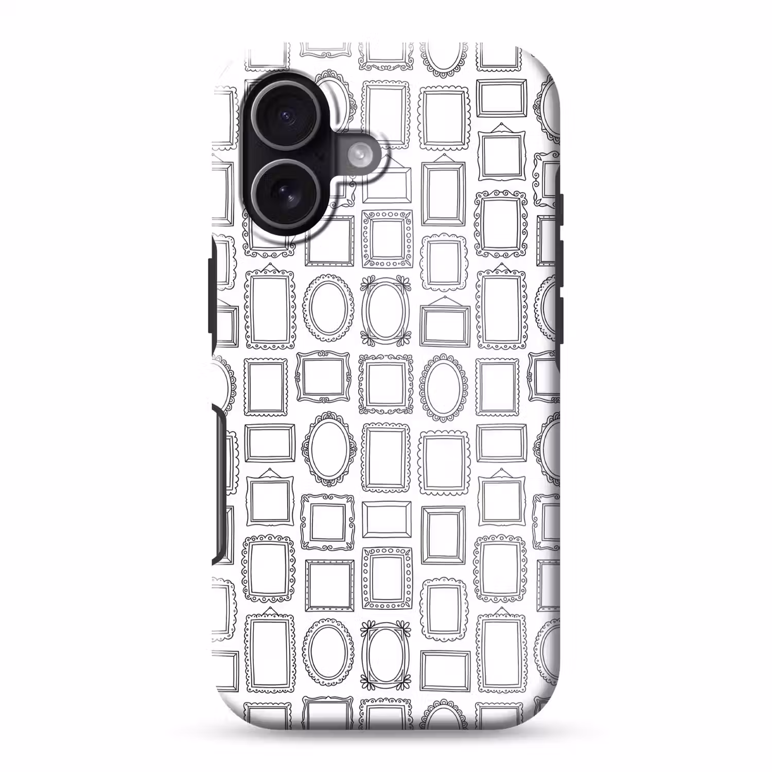 Lijsten - Patroon - Decoratie - Schets - Zwart-wit Toughcase MagSafe Apple iPhone 17 klein -3d