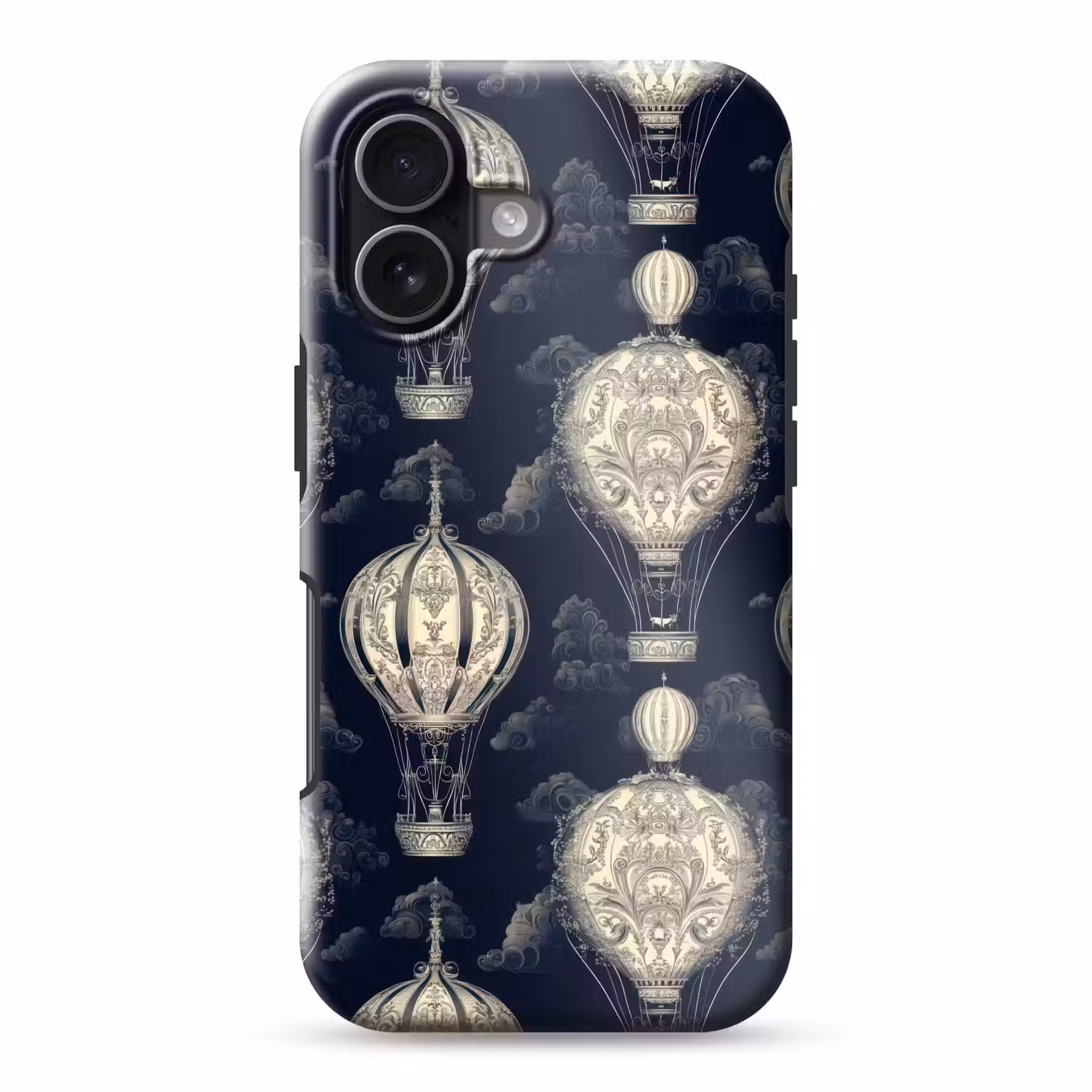 Luchtballonnen - Wolken - Patroon - Donkerblauw Toughcase MagSafe Apple iPhone 17 klein 1017 -3d