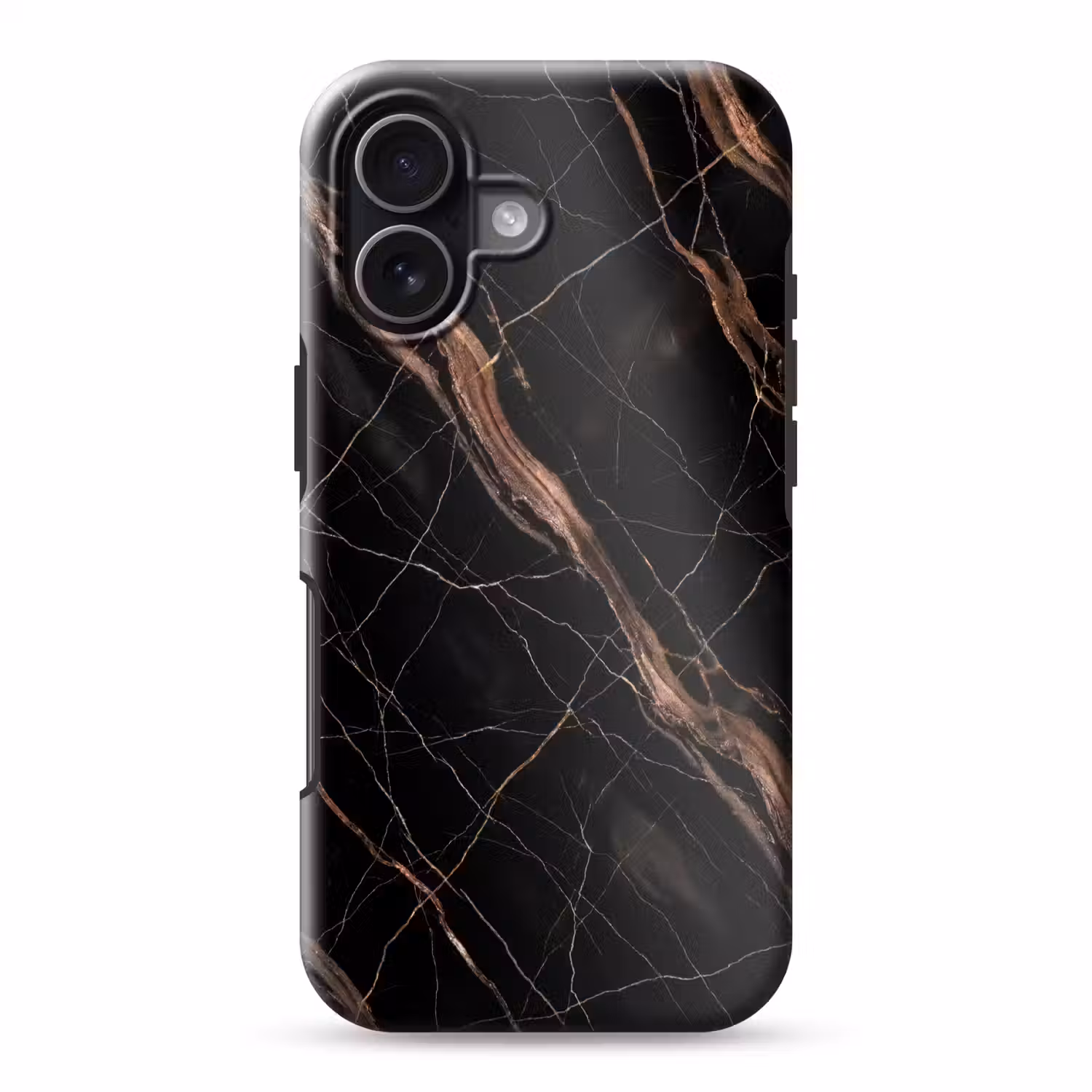 Marmer - Goud - Patroon - Luxe - Zwart Toughcase MagSafe Apple iPhone 17 klein -3d