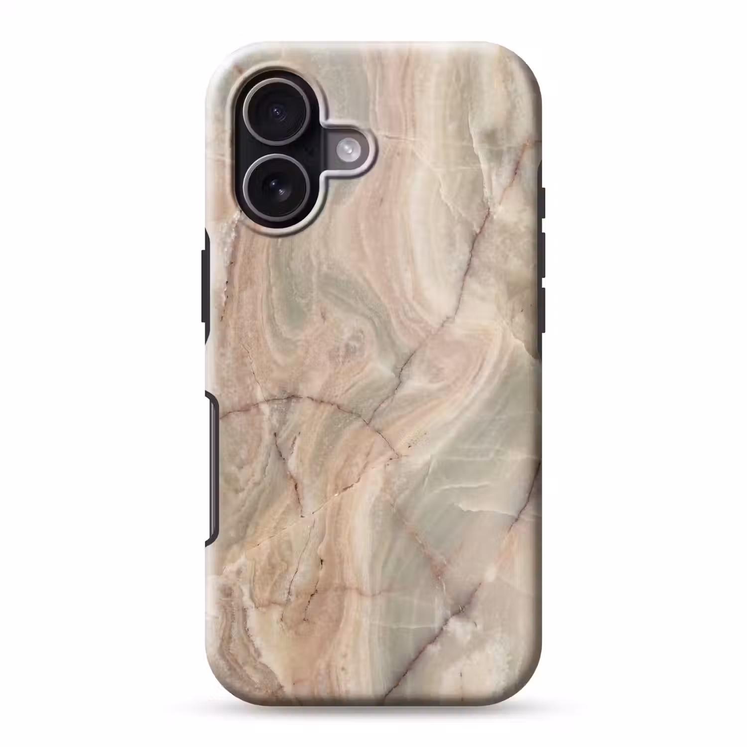 Marmer - Patroon - Abstract - Beige - Groen Toughcase MagSafe Apple iPhone 17 klein -3d