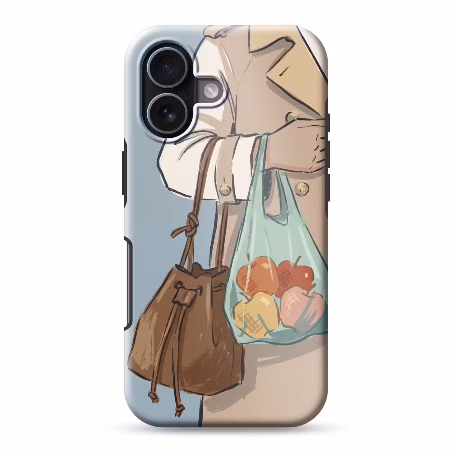 Mensen - Boodschappen - Stadsleven - Modern - Kleurrijk Toughcase MagSafe Apple iPhone 17 klein -3d