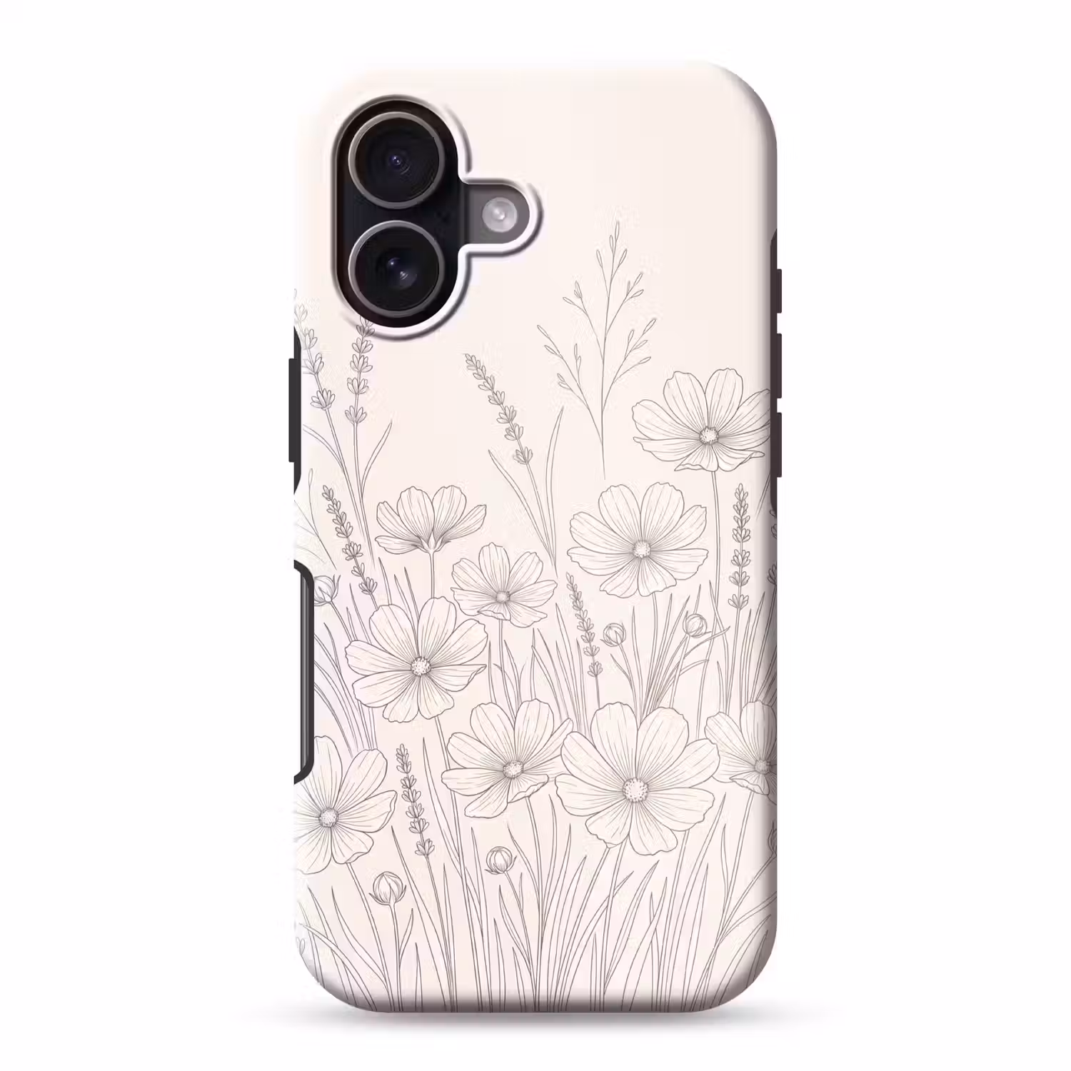 Minimalistisch - Modern - Bloemen - Beige Toughcase MagSafe Apple iPhone 17 klein -3d