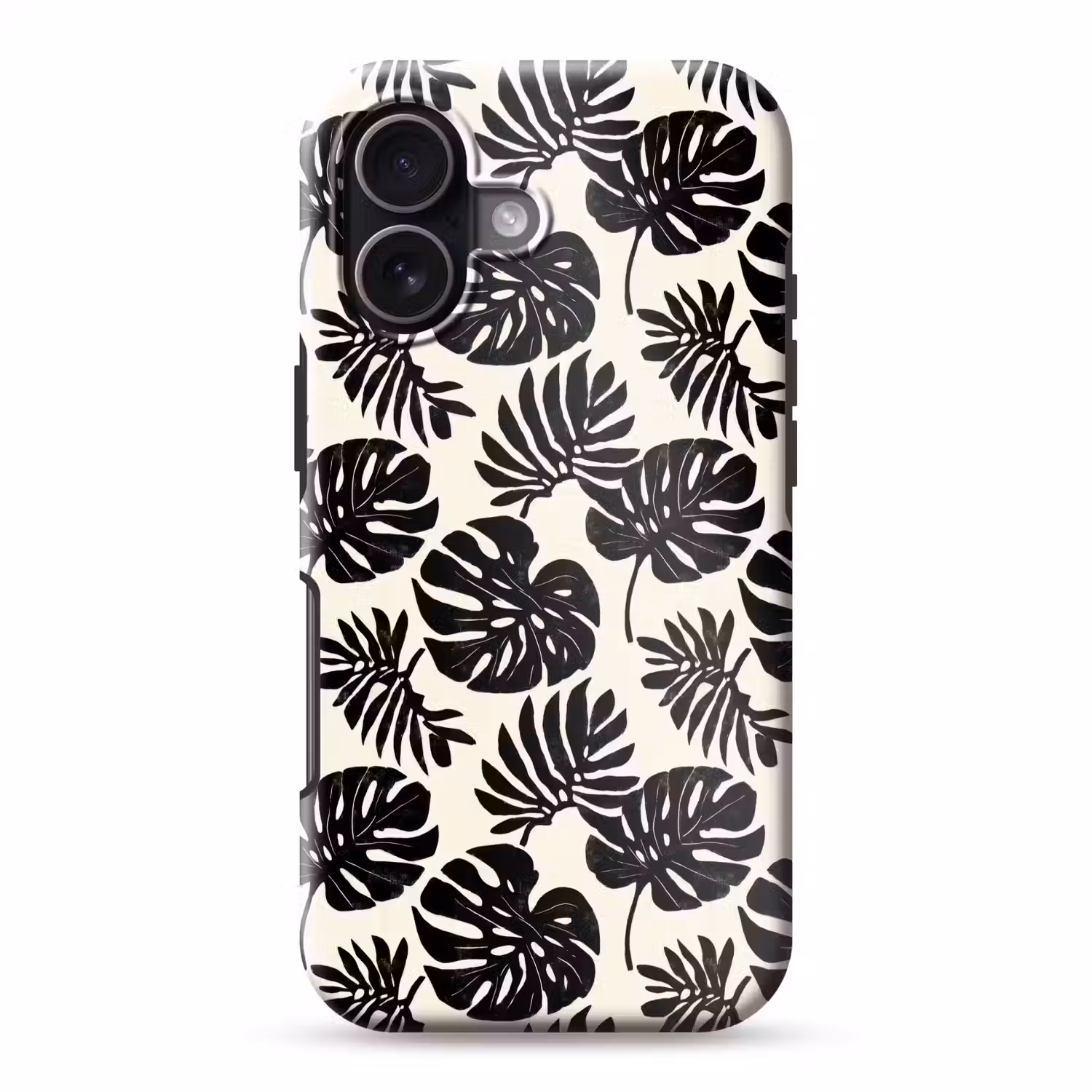 Modern - Monstera - Zwart Toughcase MagSafe Apple iPhone 17 klein 1017 -3d