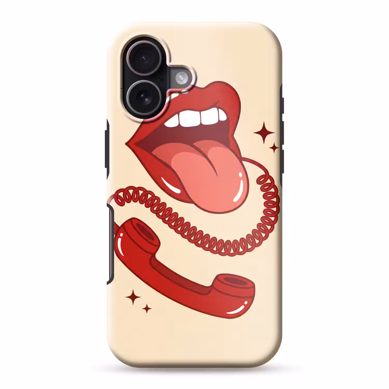 Mond - Telefoon - Popart - Rood - Illustratie Toughcase MagSafe Apple iPhone 17 klein -3d