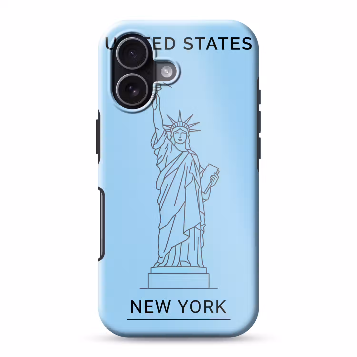 Monument - Vrijheidsbeeld - New York - Minimalistisch - Blauw Toughcase MagSafe Apple iPhone 17 klein -3d