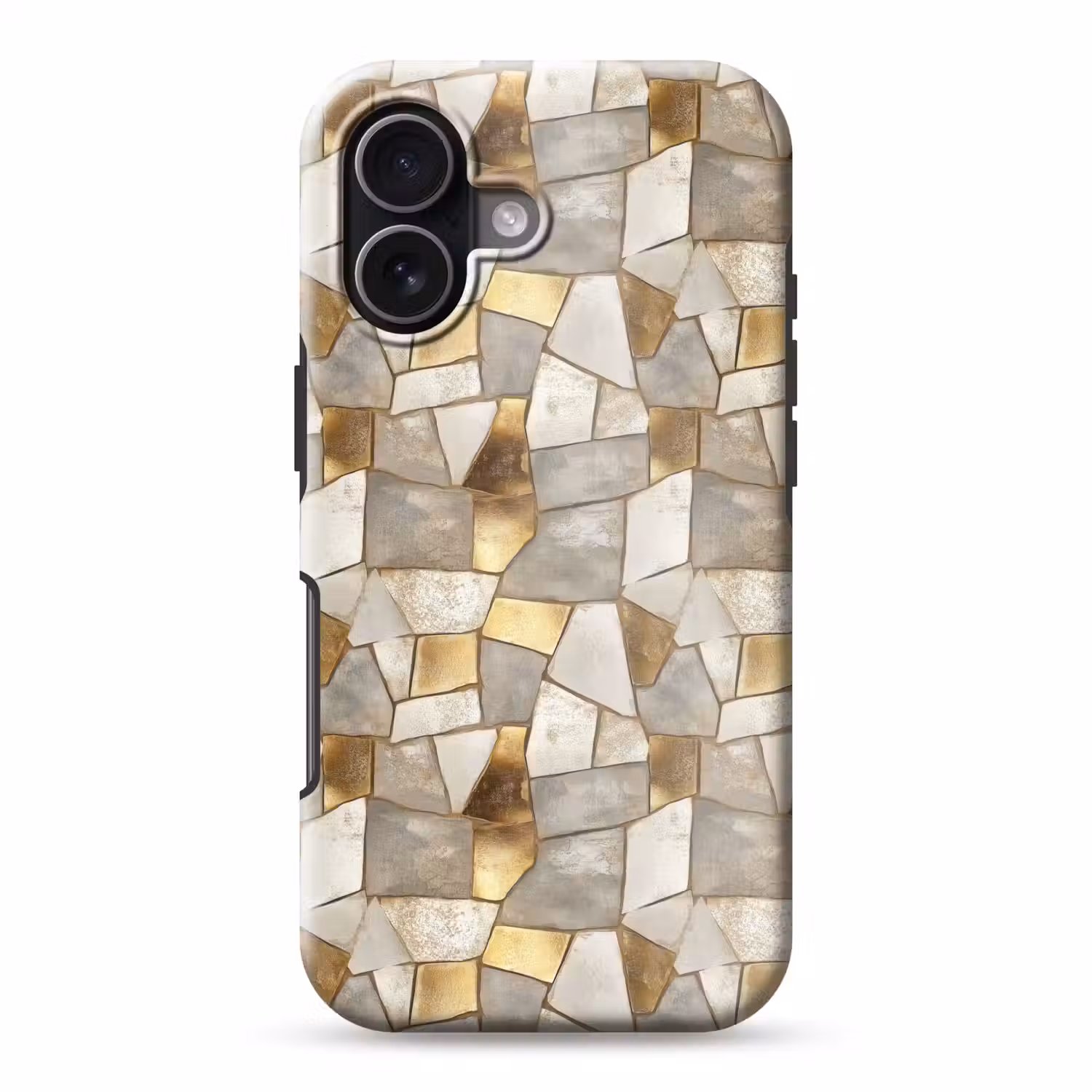 Mozaïek - Marmer - Goud Toughcase MagSafe Apple iPhone 17 klein 1017 -3d