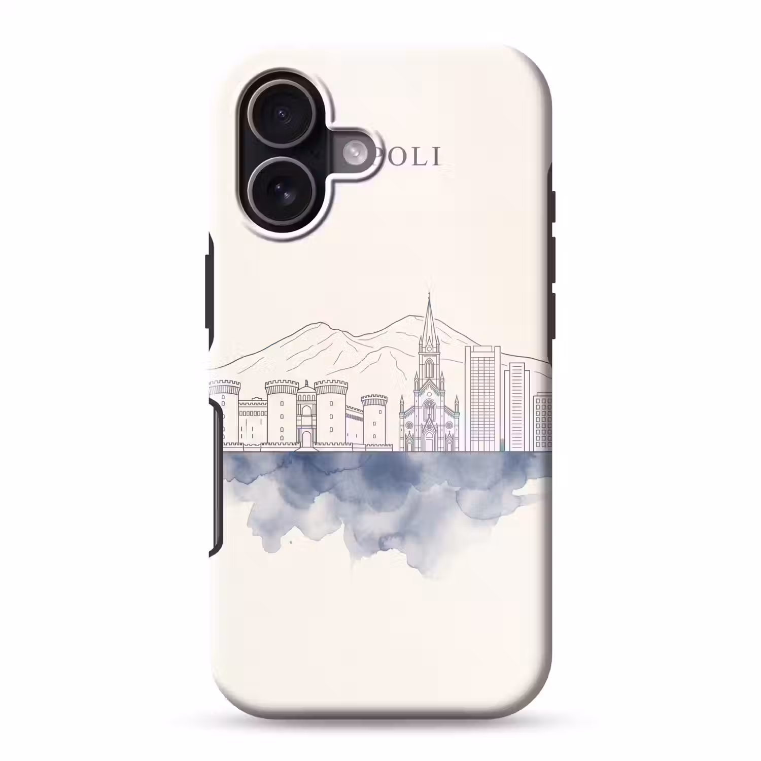 Napels - Skyline - Italie - Lijntekening - Aquarel Toughcase MagSafe Apple iPhone 17 klein -3d