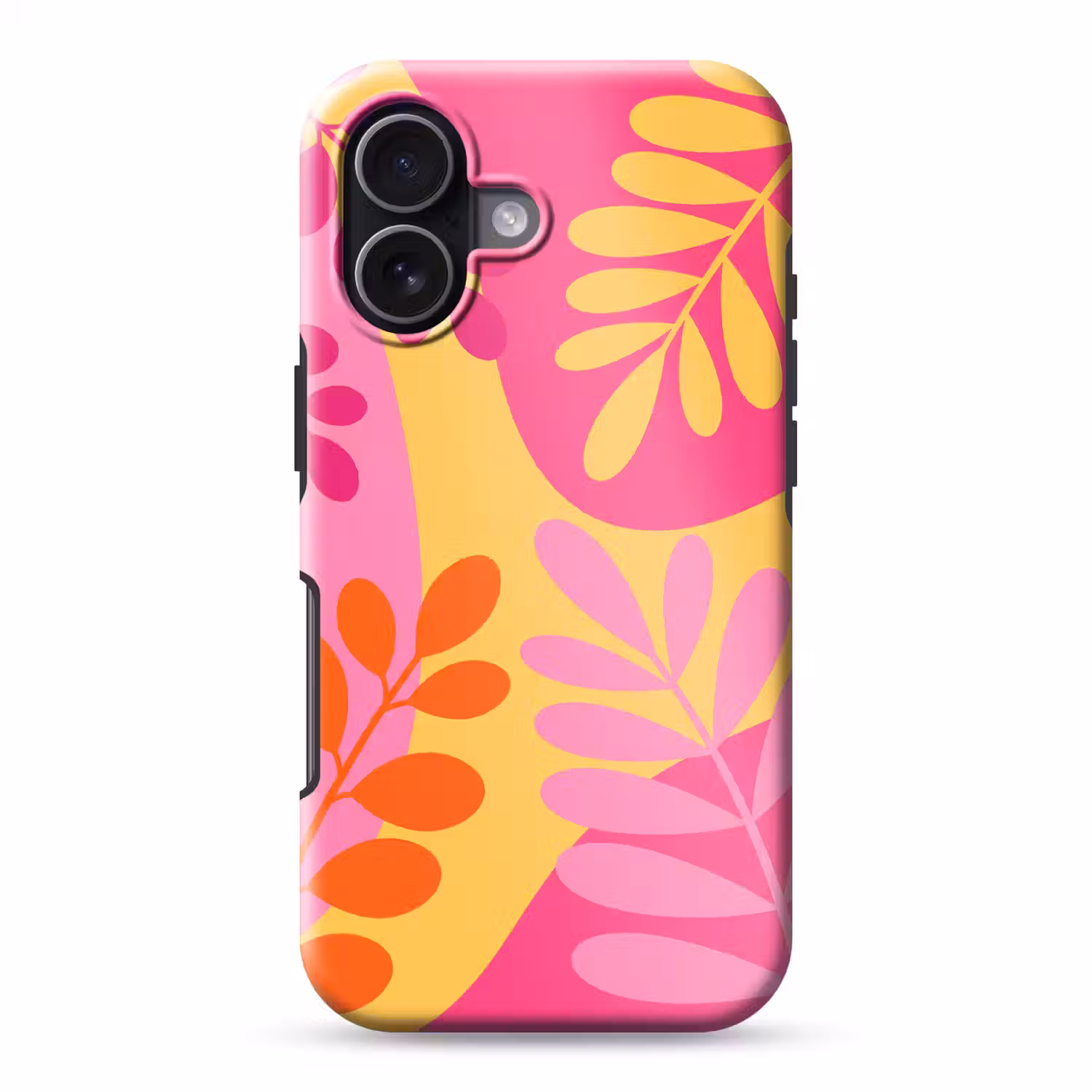 Natuur - Bladeren - Abstract - Roze - Geel Toughcase MagSafe Apple iPhone 17 klein -3d