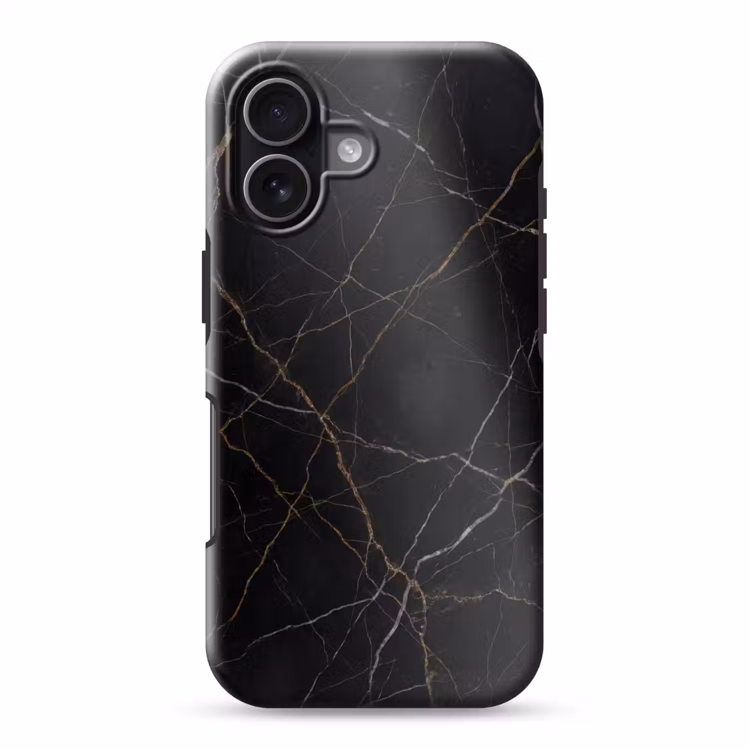Natuursteen - Marmerpatroon - Abstract - Modern - Zwart - Goud Toughcase MagSafe Apple iPhone 17 klein -3d