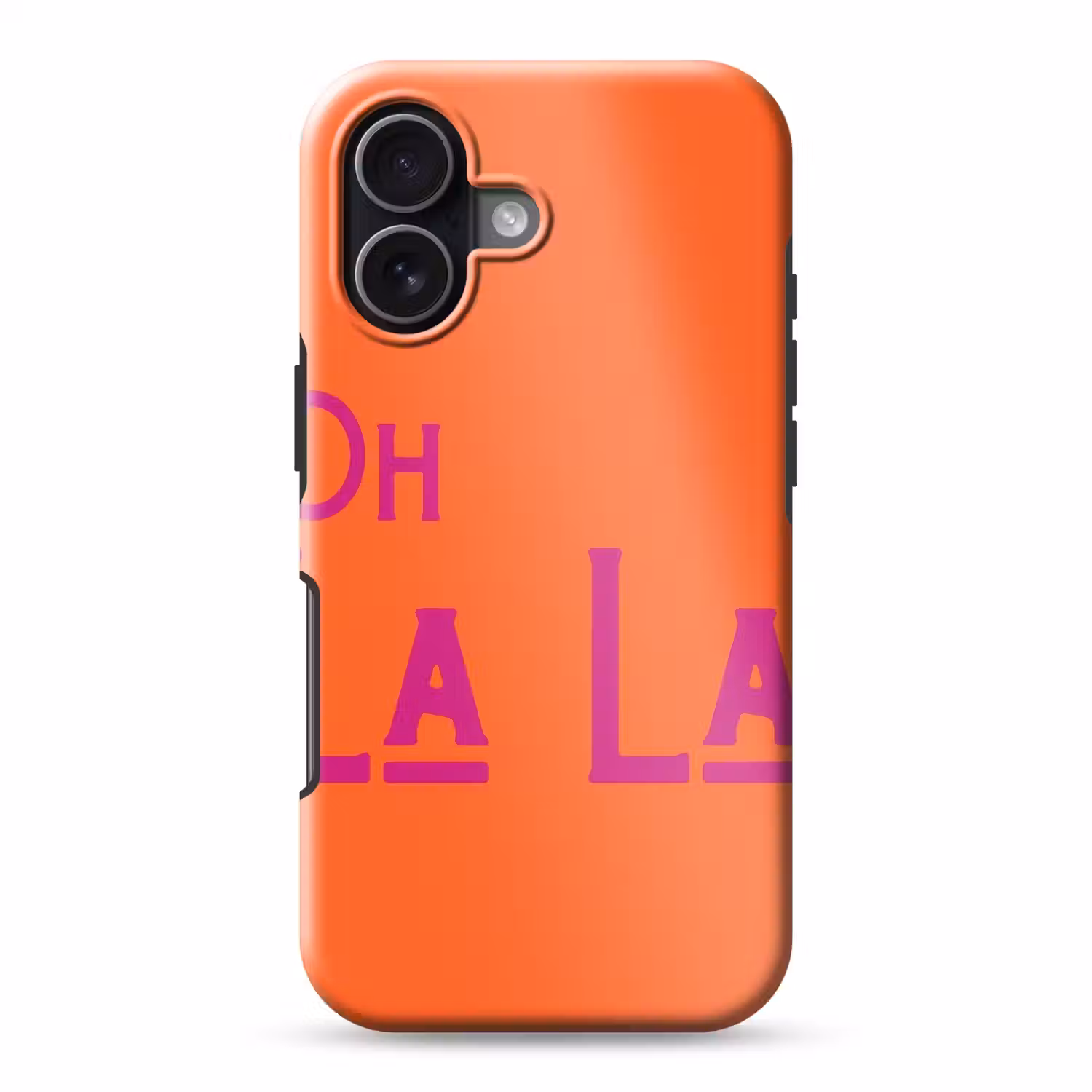 Oh la la - Oranje - Roze - Scheeflettertype Toughcase MagSafe Apple iPhone 17 klein -3d