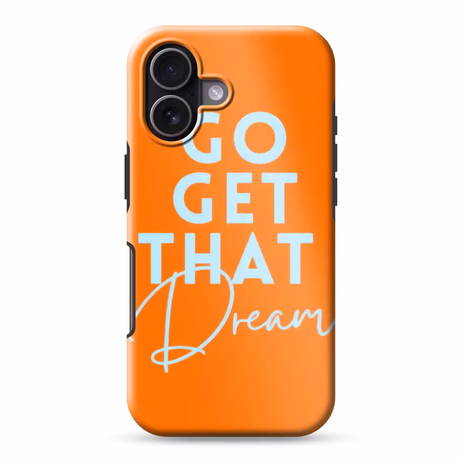 Oranje - Blauw - Go get that dream Toughcase MagSafe Apple iPhone 17 klein -3d