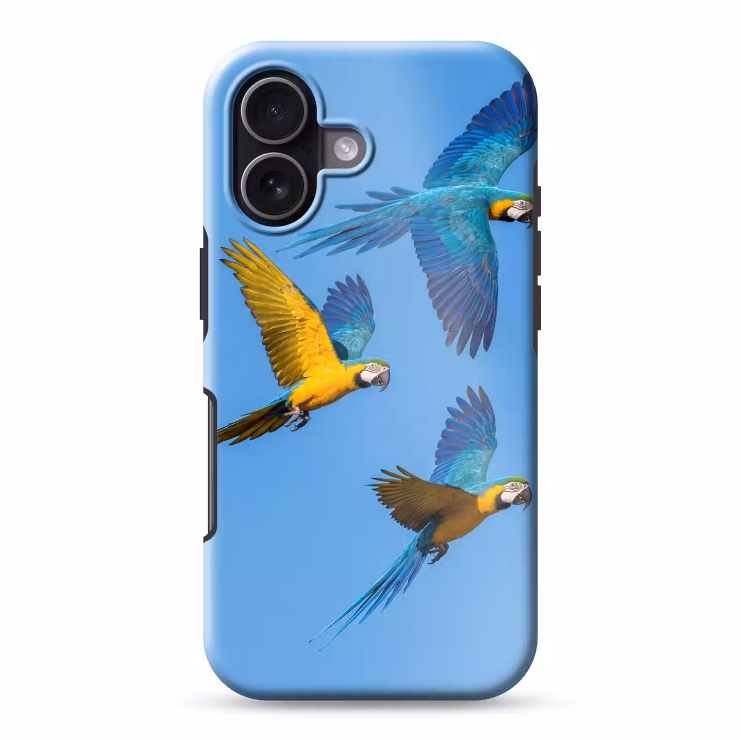 Papagaai - Vliegen - Blauw - Geel Toughcase MagSafe Apple iPhone 17 klein -3d