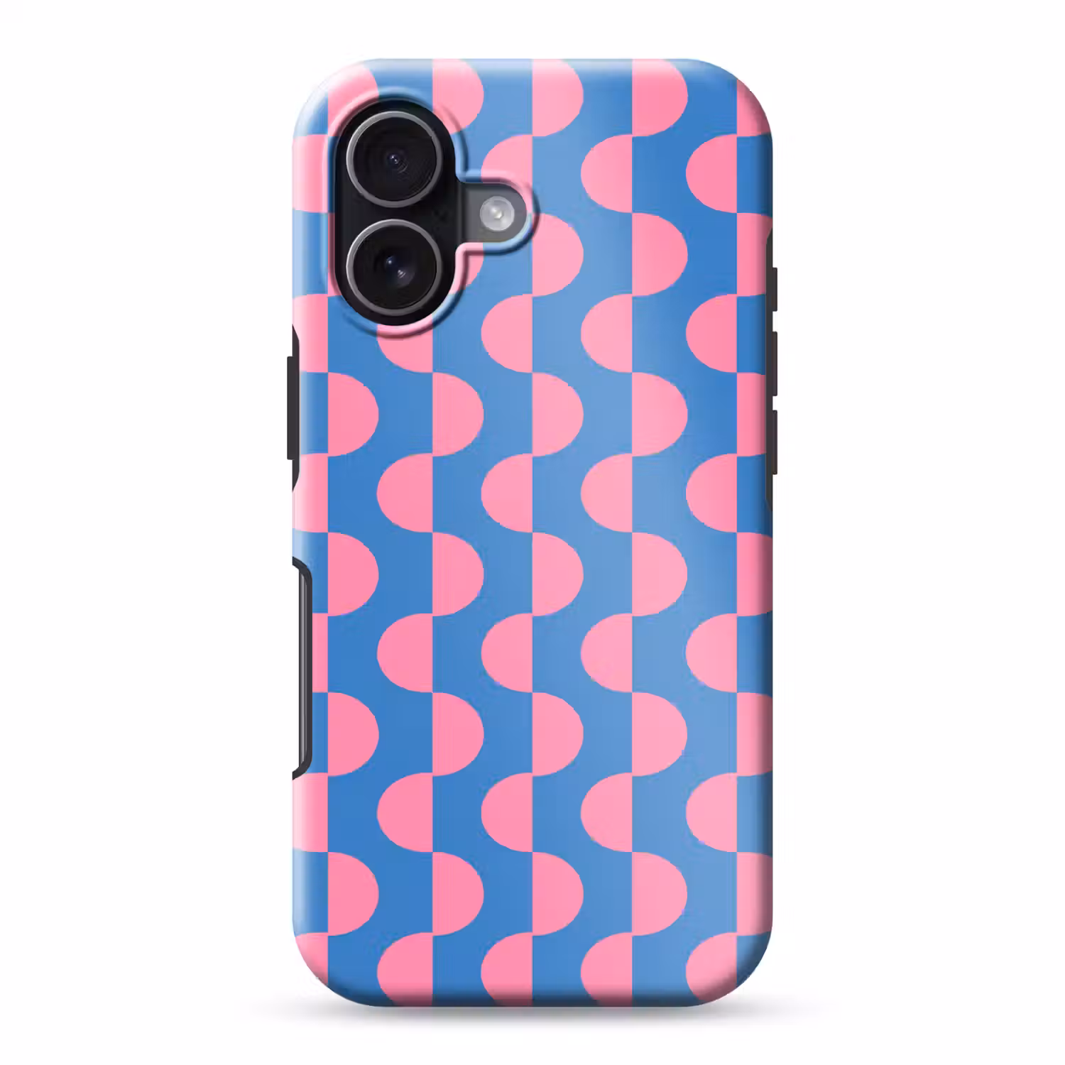 Patroon - Halve cirkels - Abstract - Modern - Roze - Blauw Toughcase MagSafe Apple iPhone 17 klein -3d