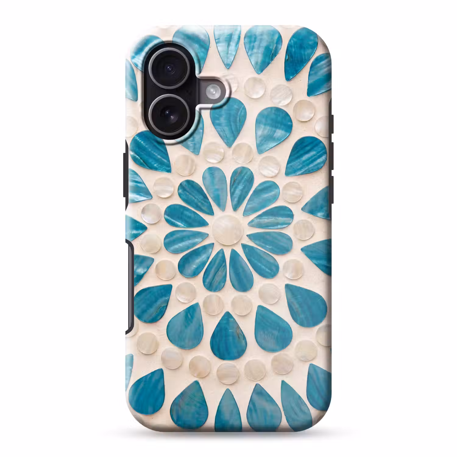 Patroon - Mozaïek - Schelpen - Abstract - Turquoise Toughcase MagSafe Apple iPhone 17 klein -3d