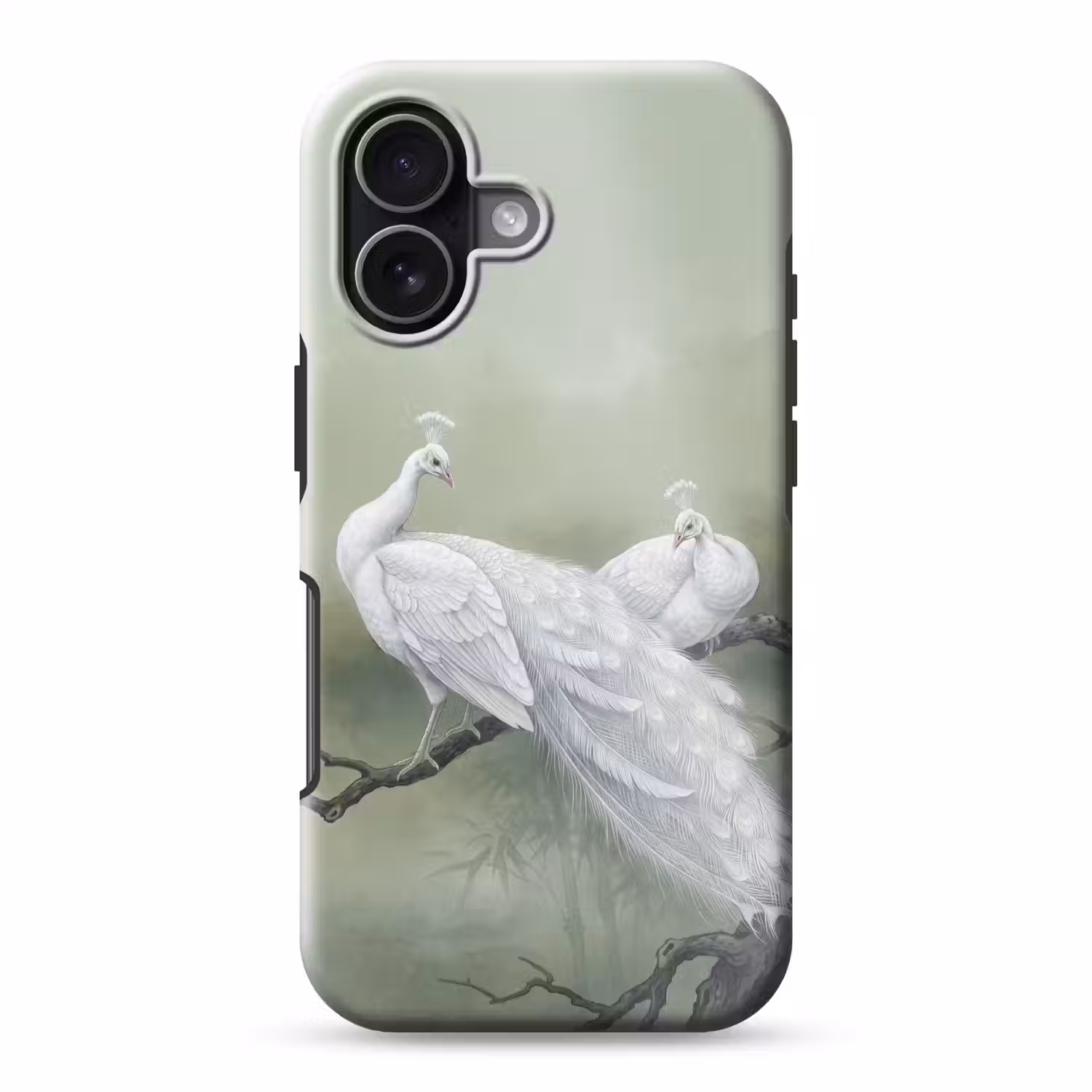 Pauwen - Wit - Natuur - Groen Toughcase MagSafe Apple iPhone 17 klein -3d