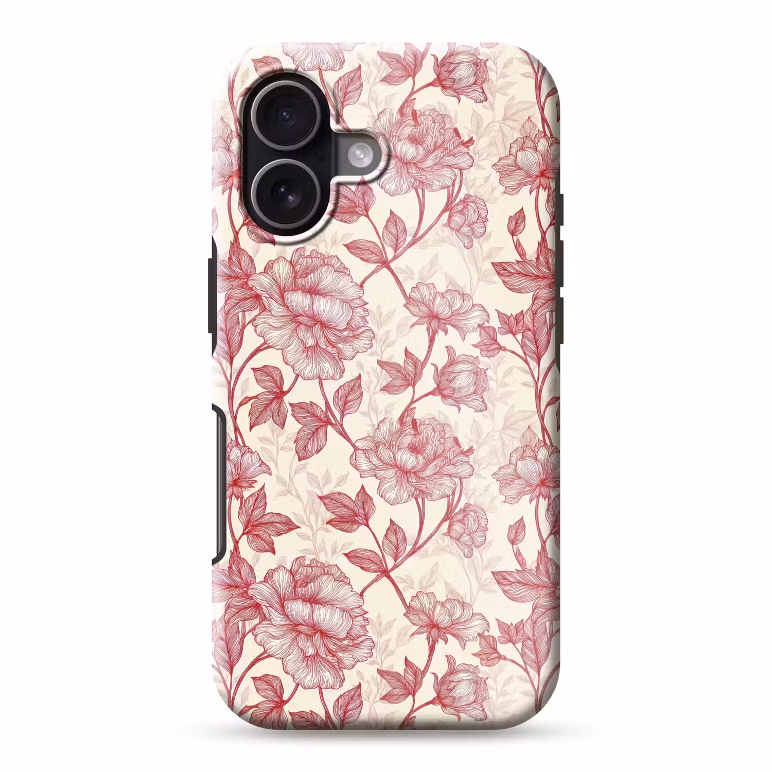Pioenrozen - Modern - Rood Toughcase MagSafe Apple iPhone 17 klein 1017 -3d