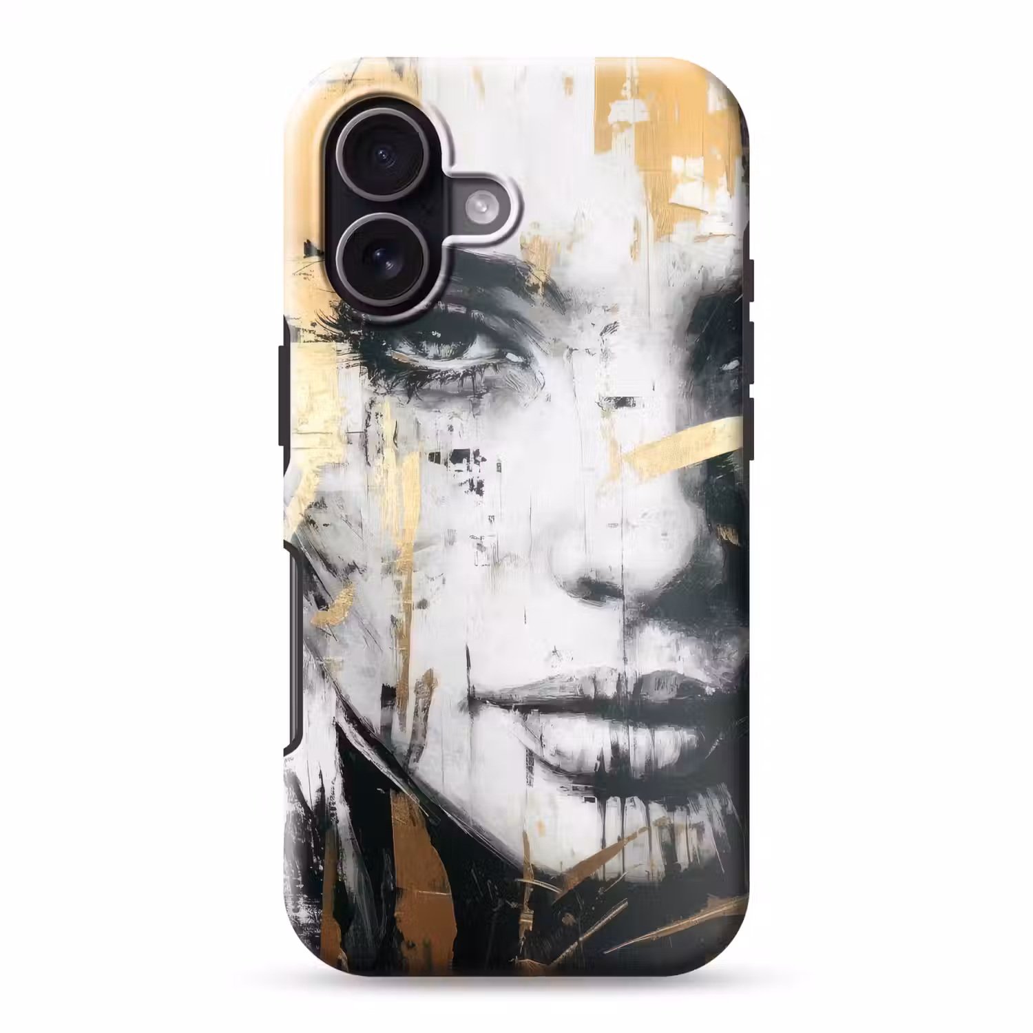 Portret - Vrouw - Penseelstreken - Goud Toughcase MagSafe Apple iPhone 17 klein -3d