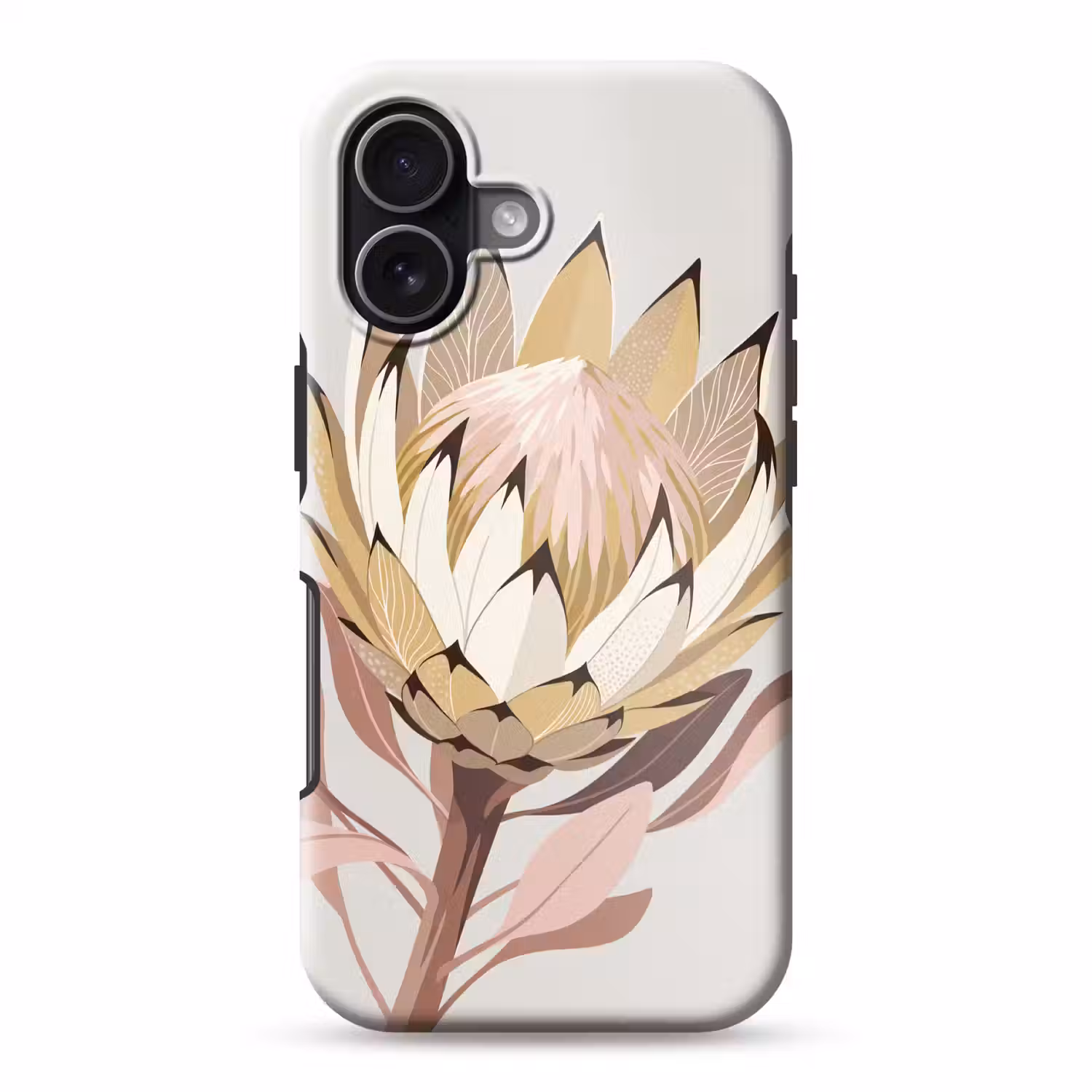 Protea - Bloem - Botanisch - Beige Toughcase MagSafe Apple iPhone 17 klein -3d