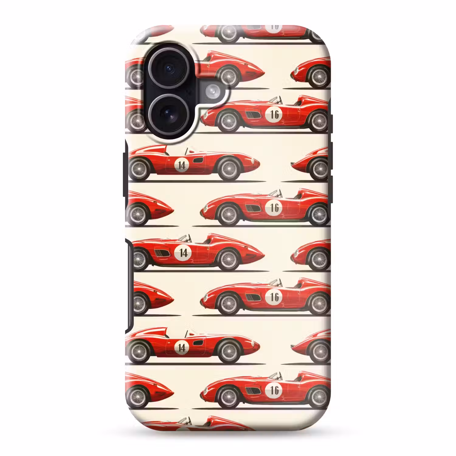 Raceauto - Retro - Rood Toughcase MagSafe Apple iPhone 17 klein 1017 -3d
